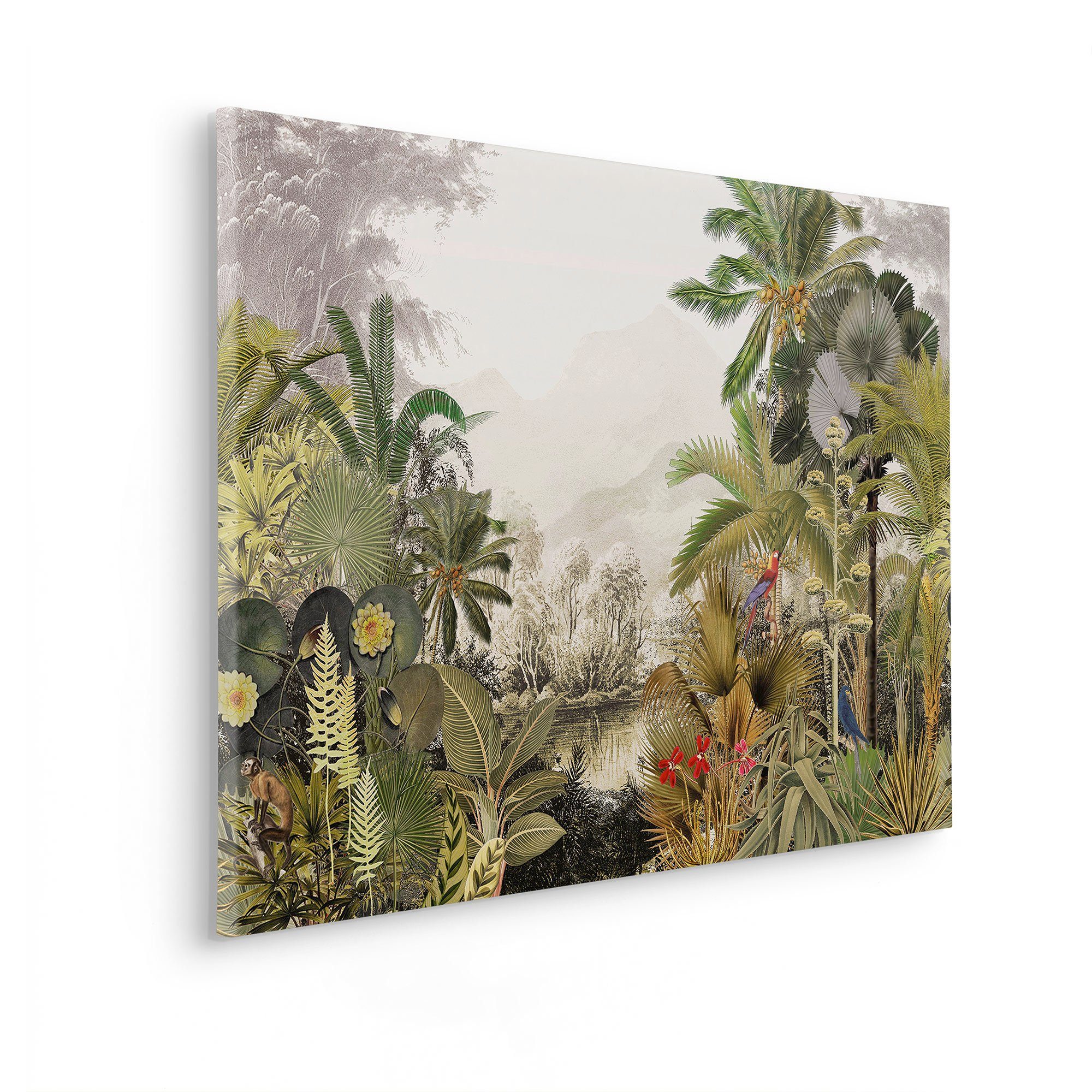 Komar Artprint op linnen Hiding Parrot - Afmeting 60 x 90 cm (1 stuk)