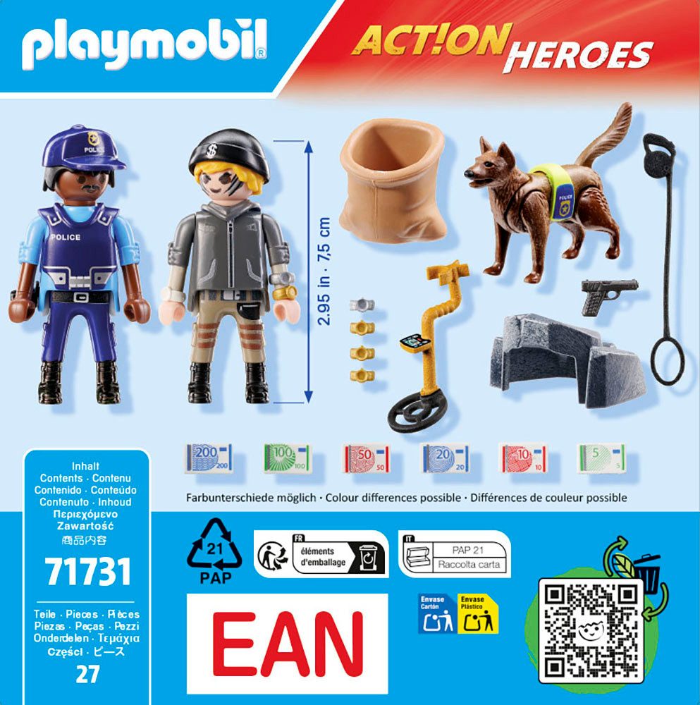 Playmobil® Constructie-speelset Spurensuche mit Hund (71731), Playmobil Action Heroes (27-delig)