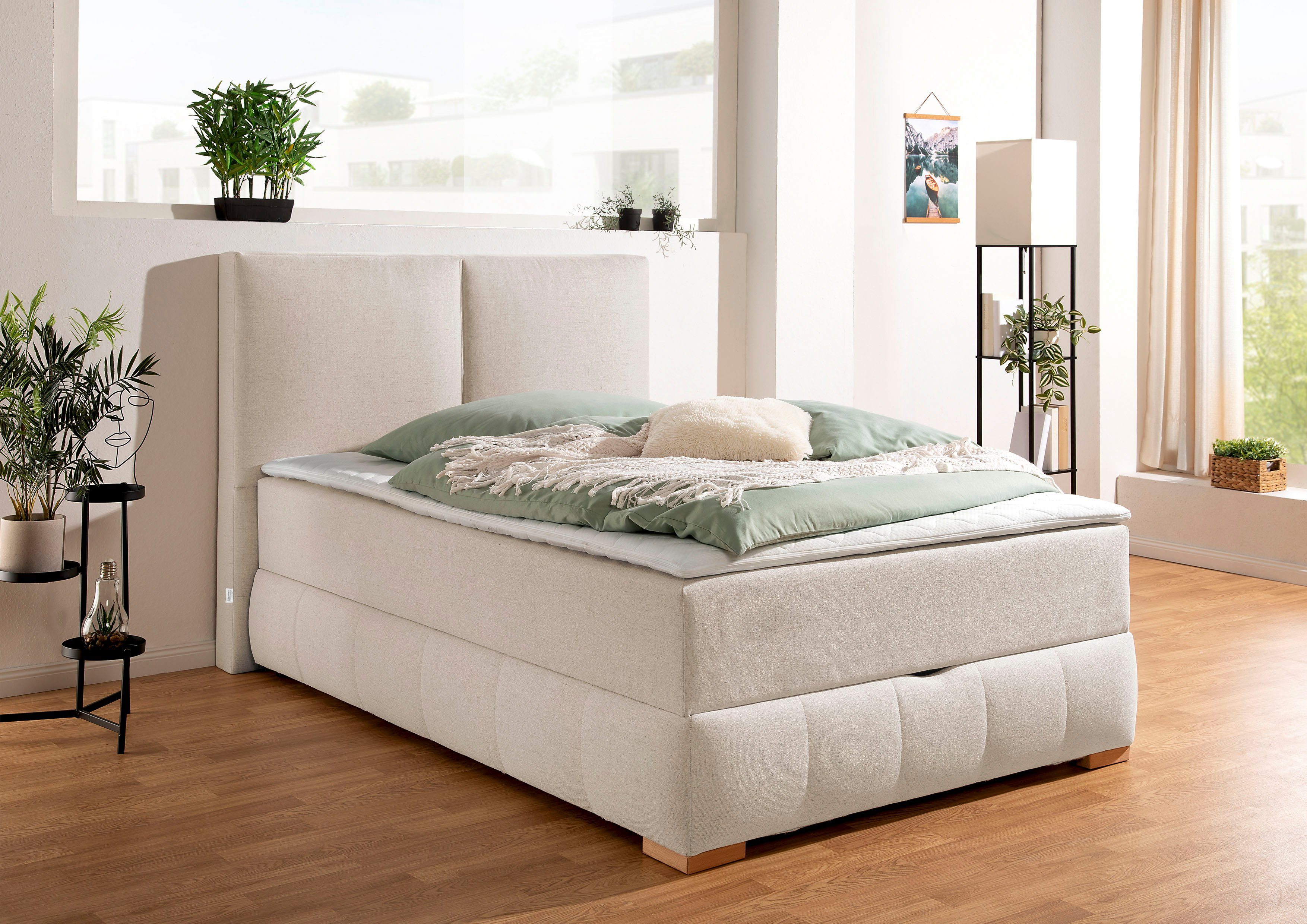 Guido Maria Kretschmer Home&Living Boxspring Wehma in h2, h3 & h4 verkrijgbaar, inclusief topper boxsprings beige