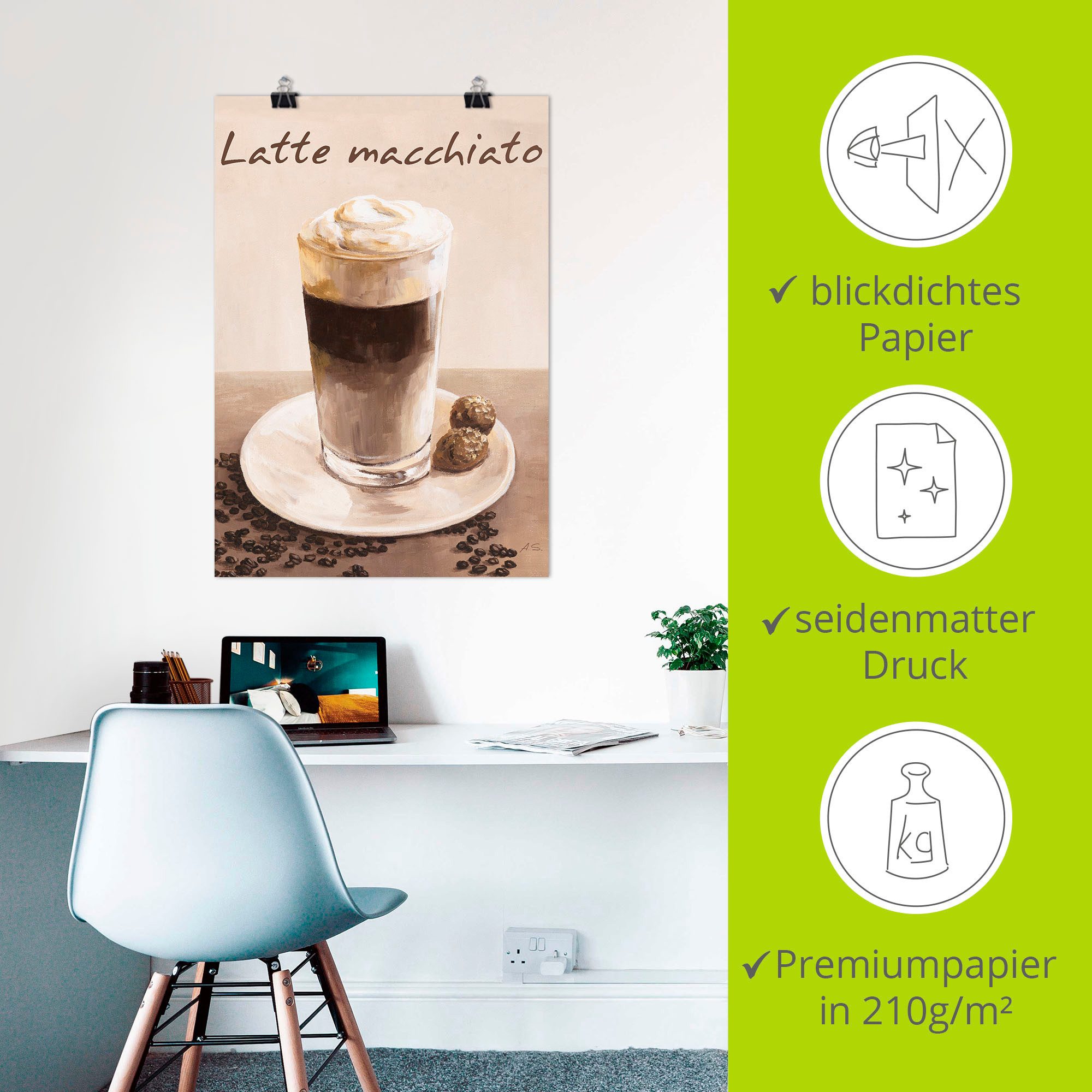 Artland Artprint Latte macchiato - koffie als poster, muursticker in verschillende maten