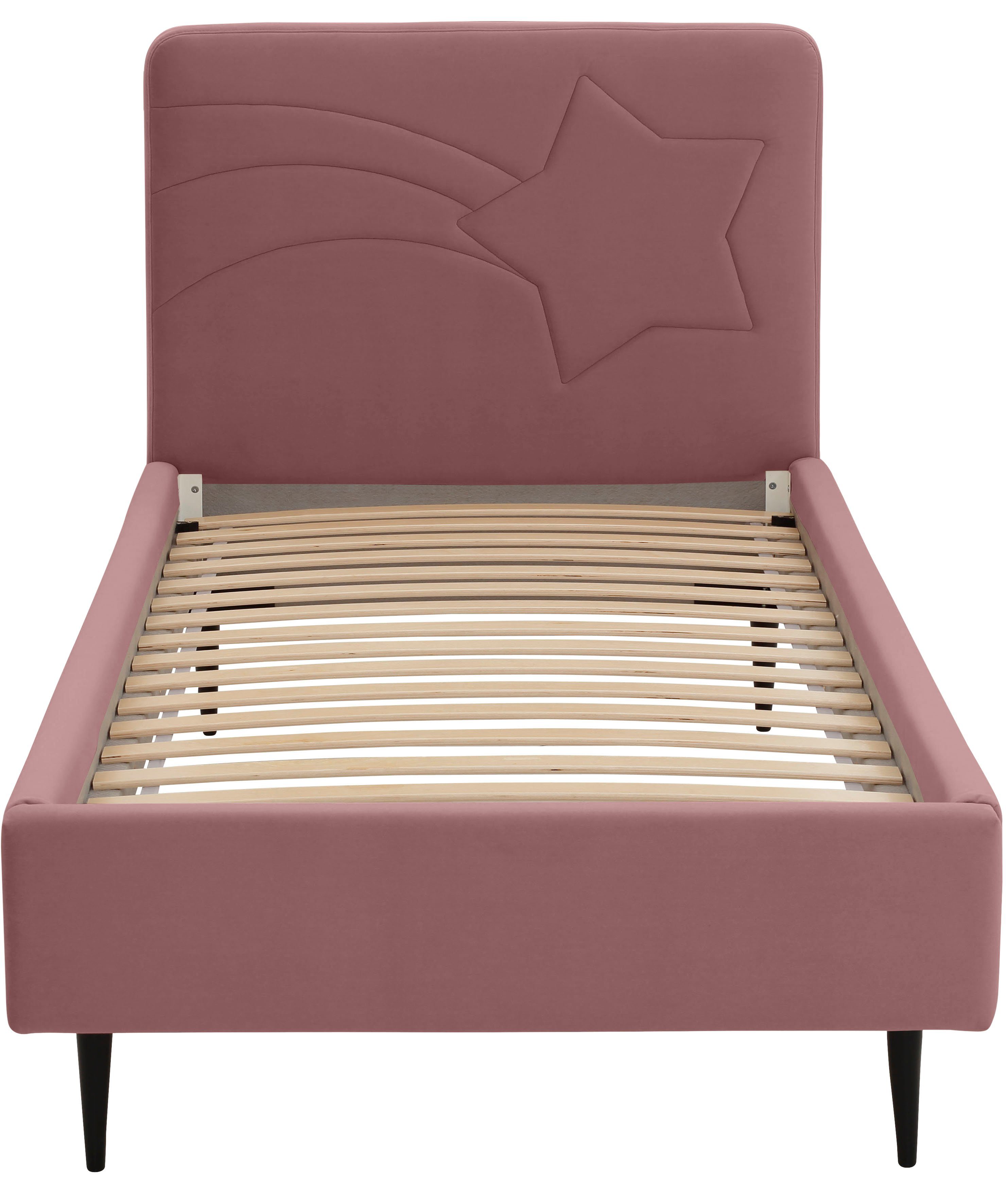Lüttenhütt Gestoffeerd bed Jonte prettig bekleed hoofdbord met decoratief sterreliëf