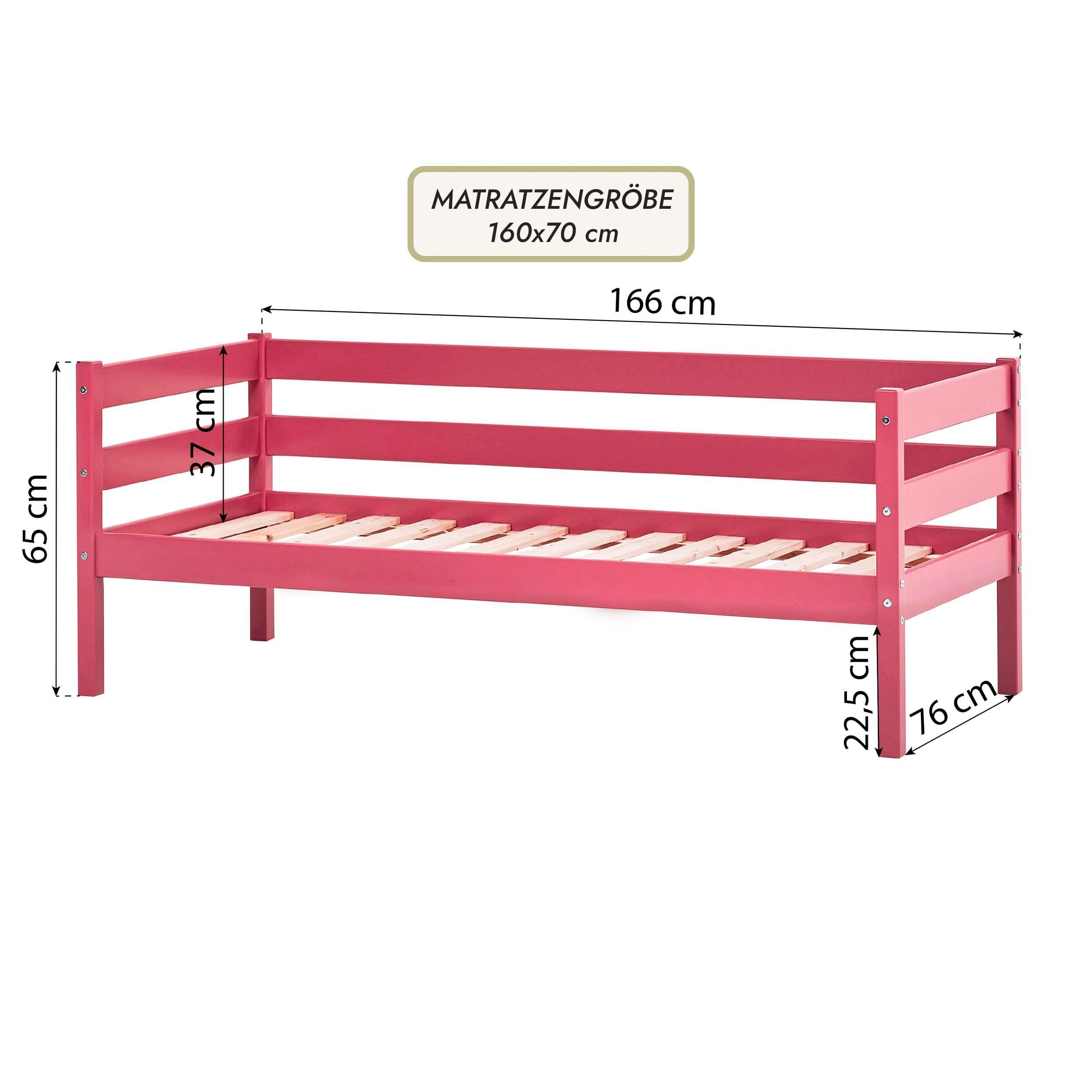 Hoppekids 1-persoonsledikant ECO Comfort kinderbed, massief grenenhout, tienerbed inclusief lattenbodem (set)