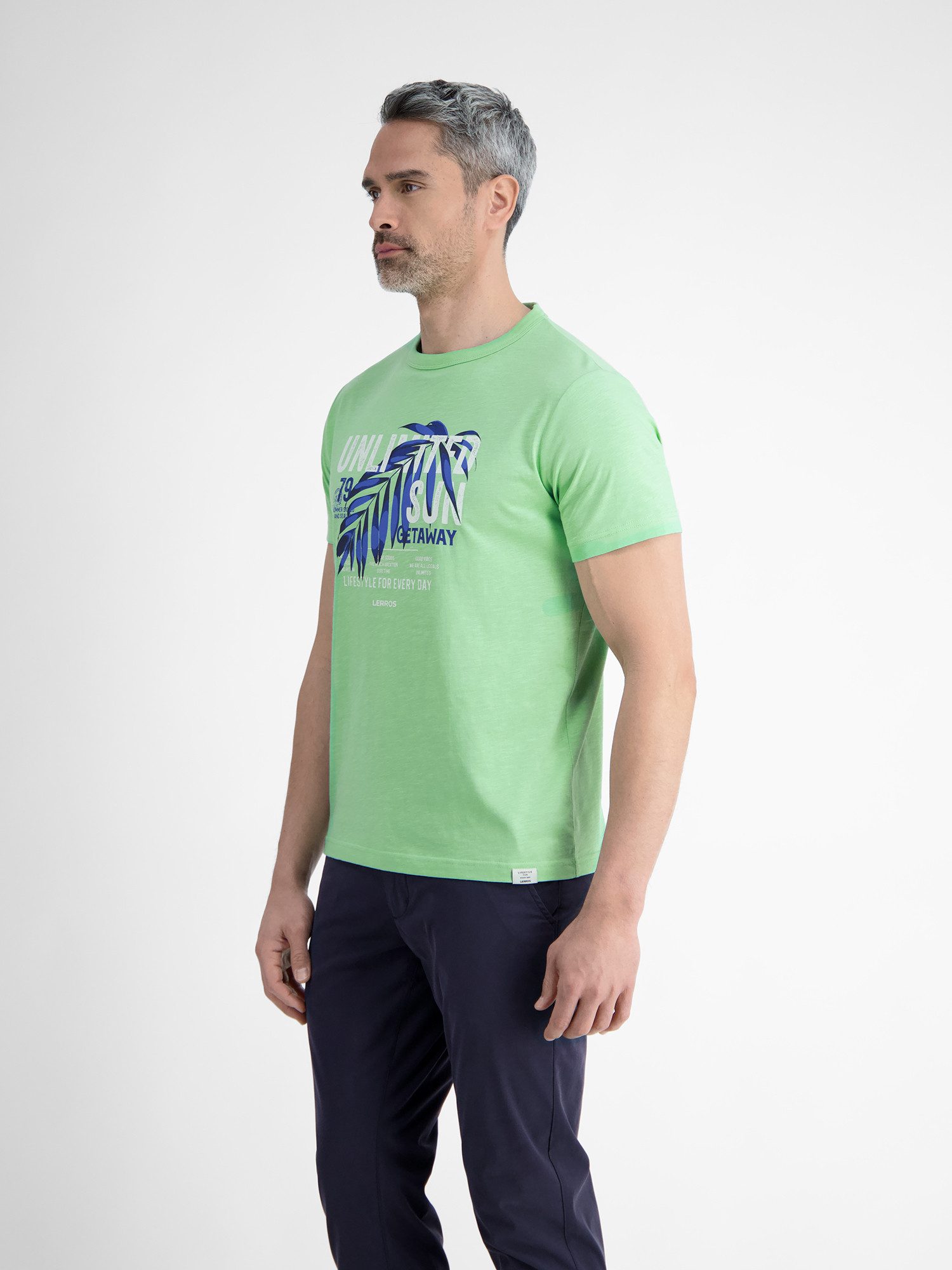 Lerros T-shirt LERROS heren T-shirt met borst-print