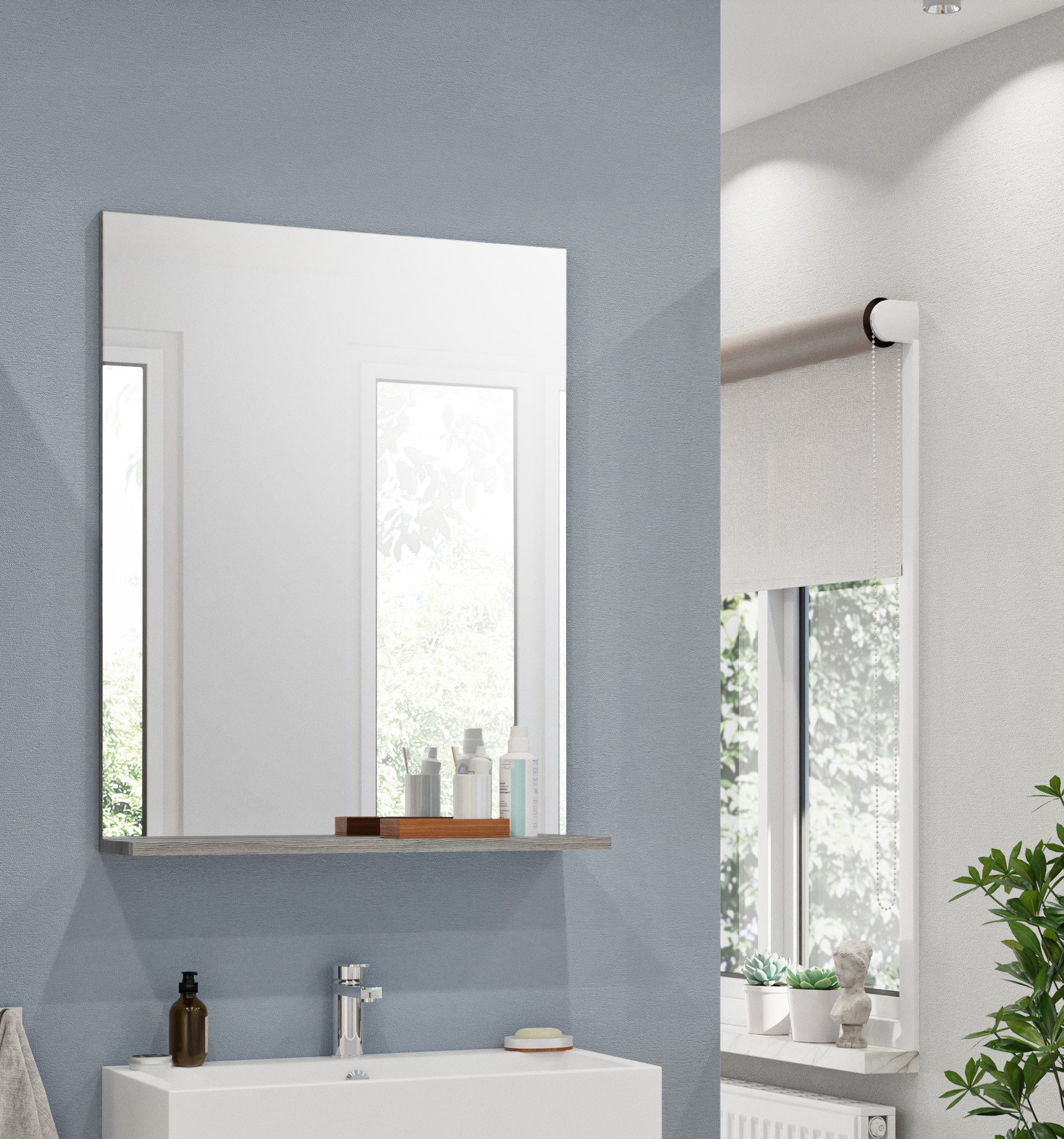 INOSIGN Badspiegel Siena, breedte 60 cm, 1 legplank, hoogwaardig spiegelglas in verschillende kleuren verkrijgbaar, badkamermeubels, spiegel, badkamer