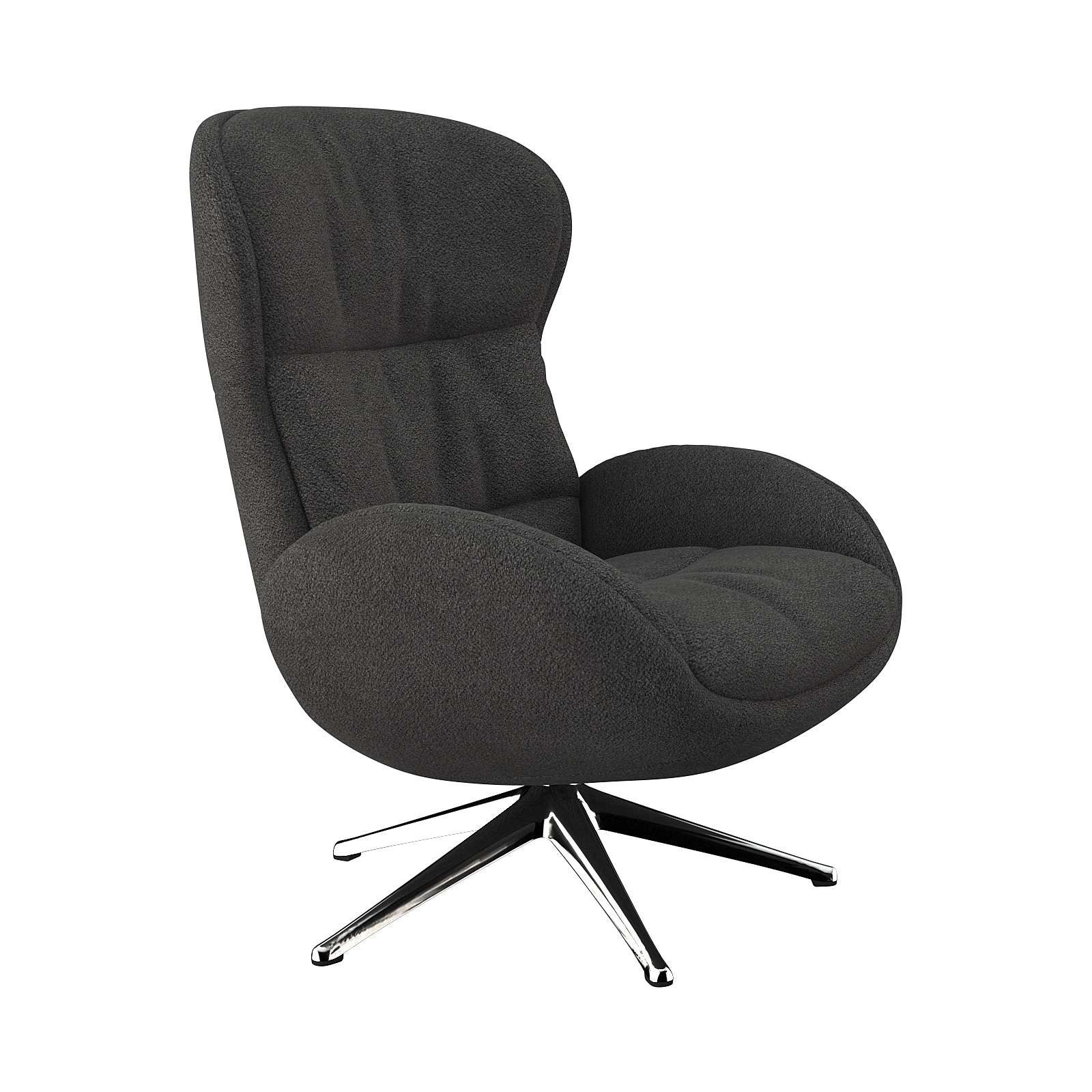 FLEXLUX Relaxfauteuil Haze, TV-stoel, fauteuil, stoffeerstoel Rugdeelverstelling, draaibaar, voet van aluminium tv-fauteuils maat Bouclé zacht BORMIO