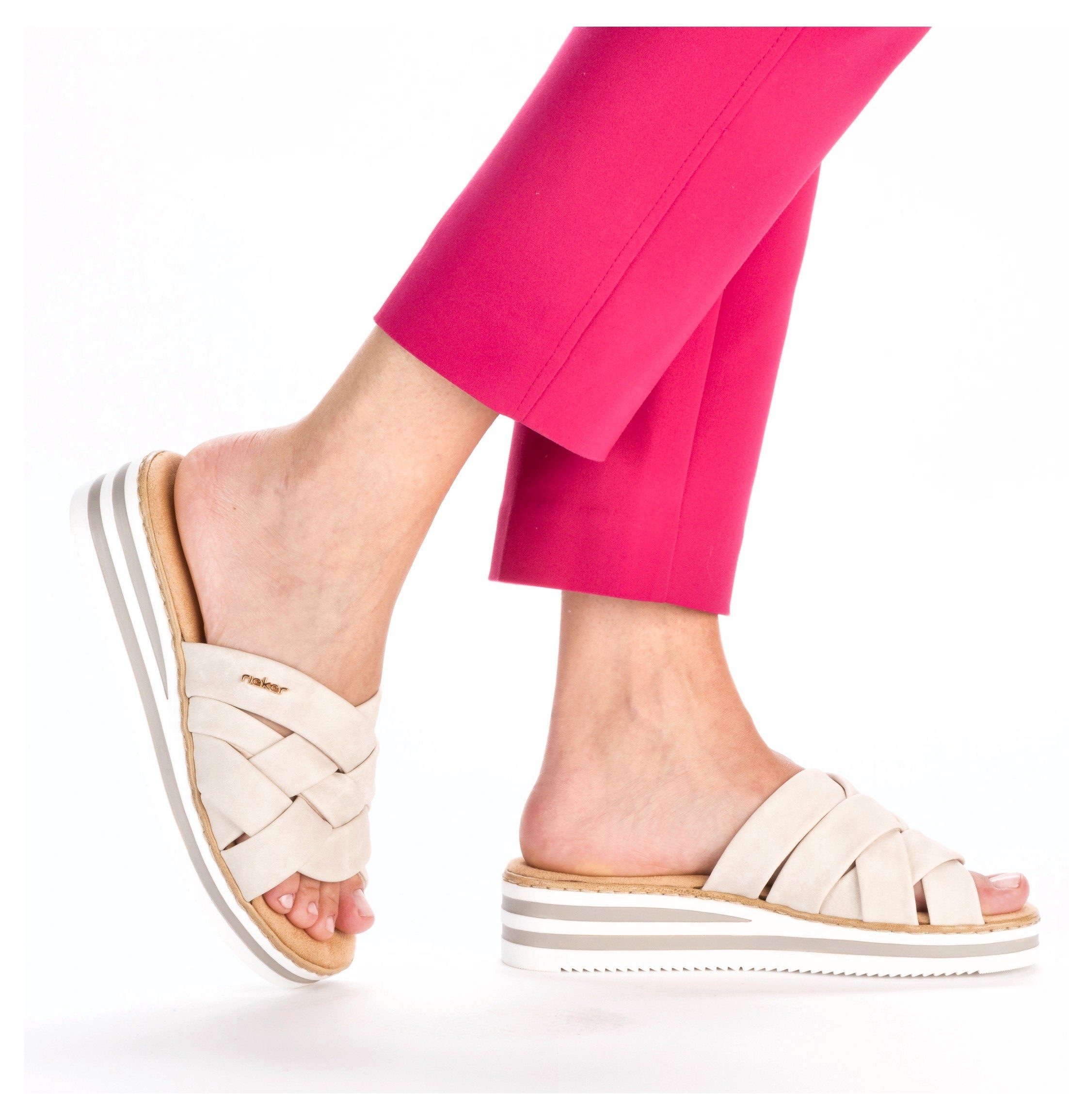 Rieker Slippers , sleehak, zomerschoen, pantoffels met zachte binnenzool