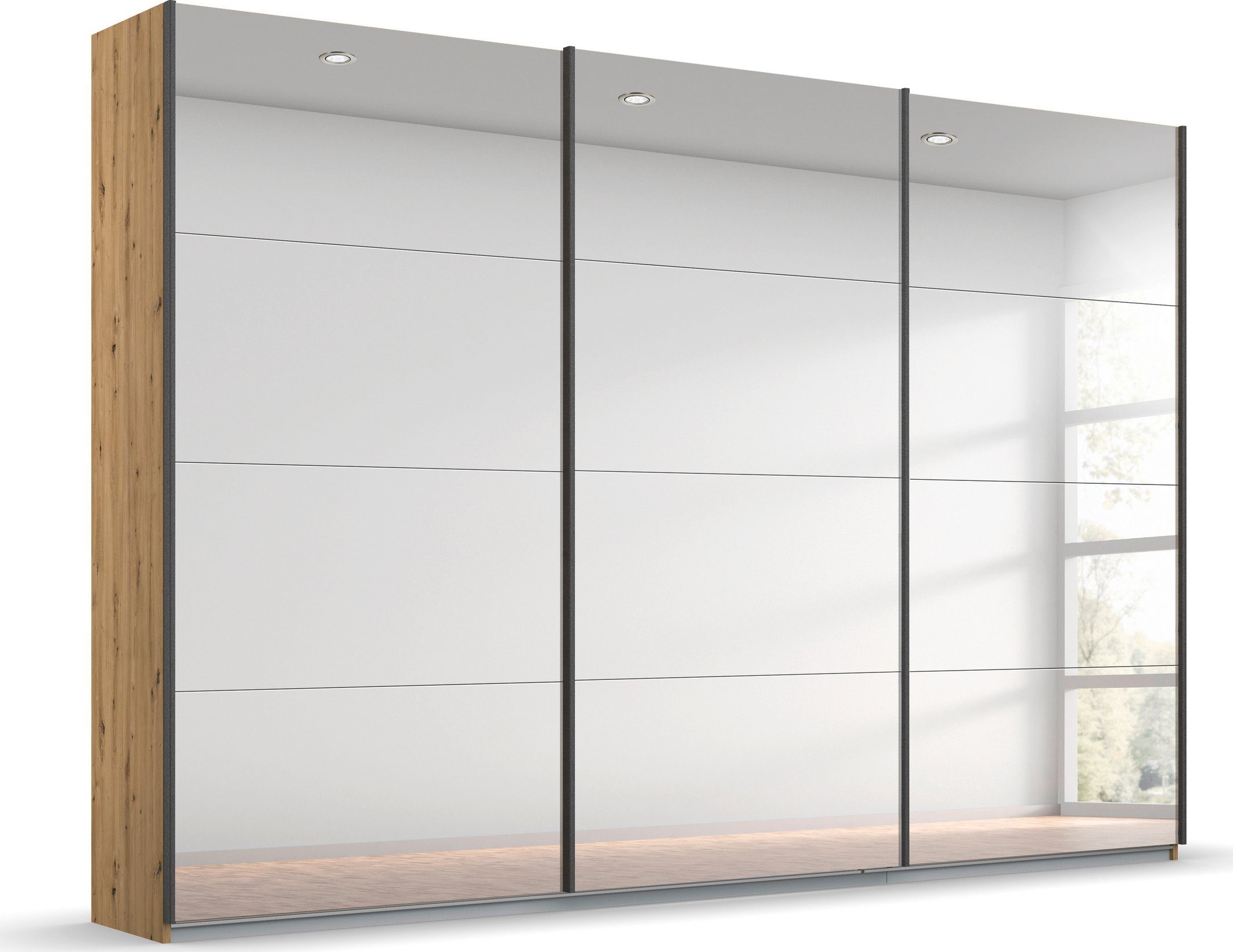 rauch Zweefdeurkast Kledingkast kast garderobe ORACLE met spiegelfront inclusief lade-inzet en extra legplanken made in germany