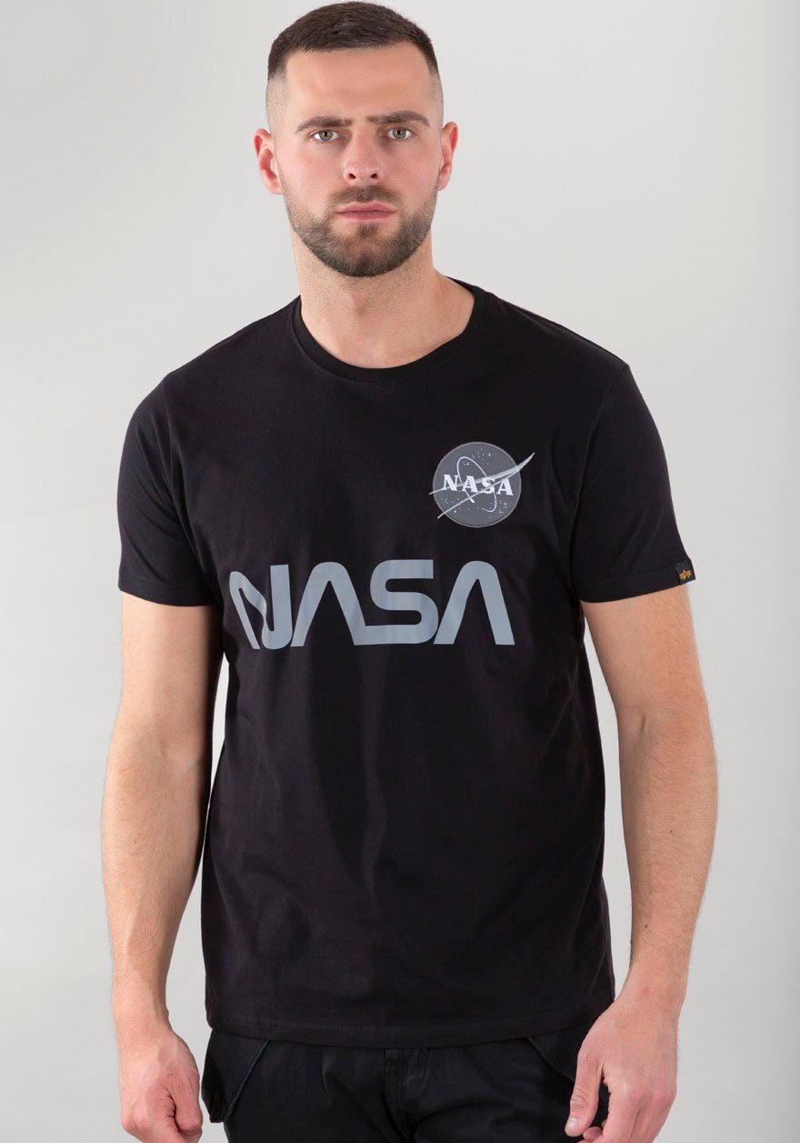 Alpha Industries Shirt met ronde hals Nasa Reflective Tee heren ronde hals maat S zwart