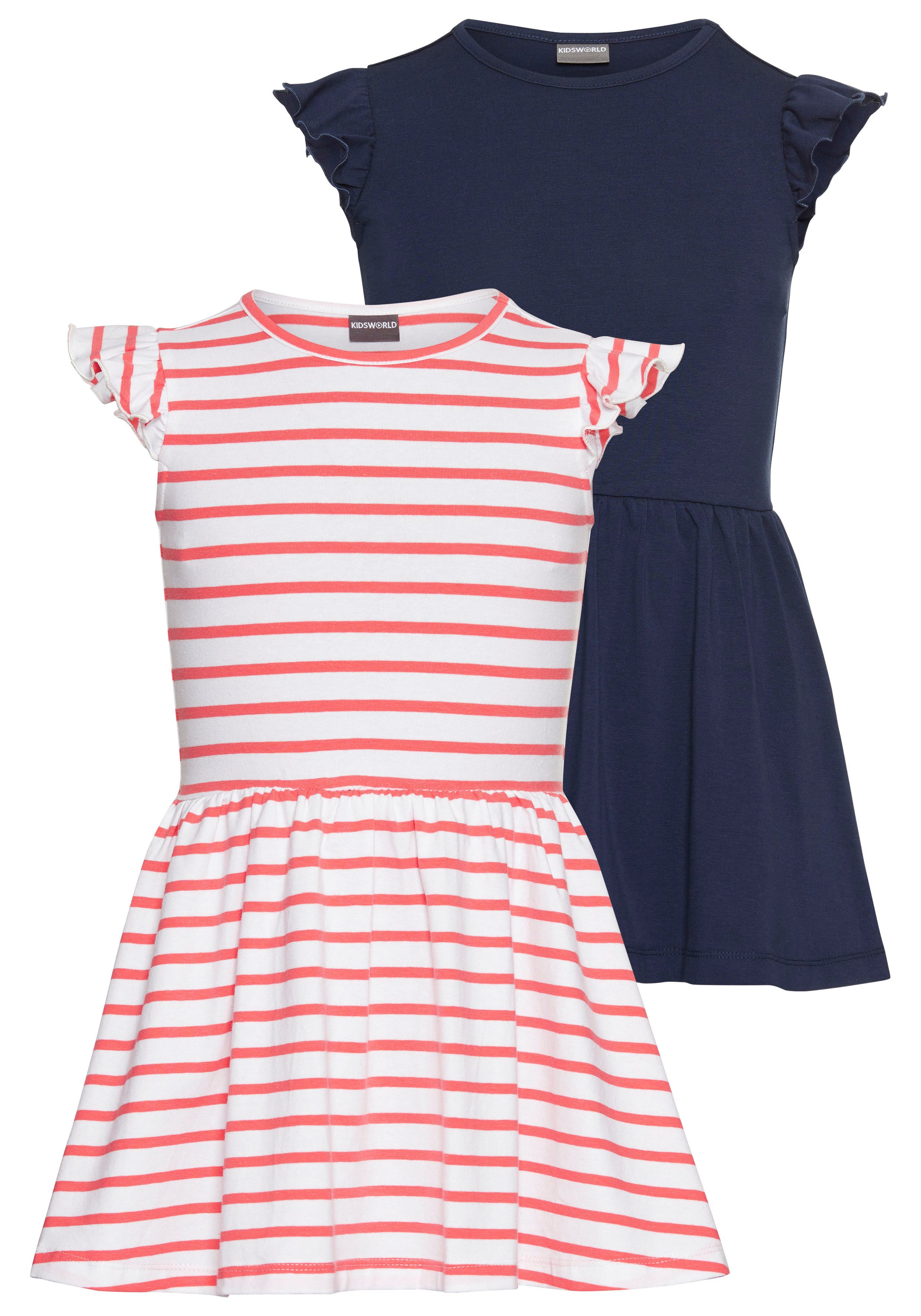 KIDSWORLD Jerseyjurk 2-pack shirtjurken 1x effen en 1x gestreept (set, 2-delig)