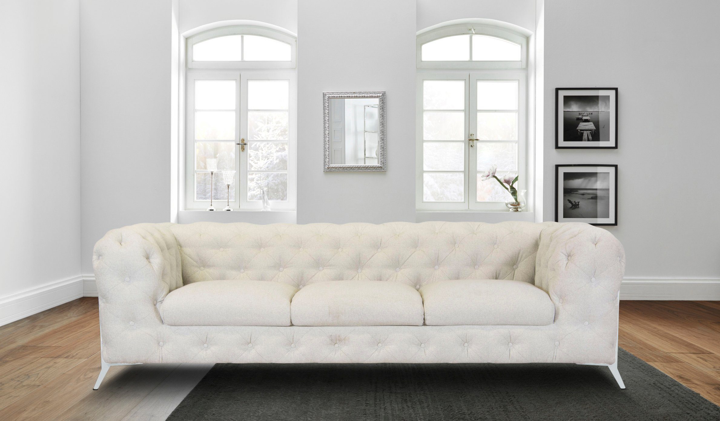 Leonique Chesterfield-bank Amaury luxueuze capitonnage, moderne chesterfield look, kleur van de poten ter keuze