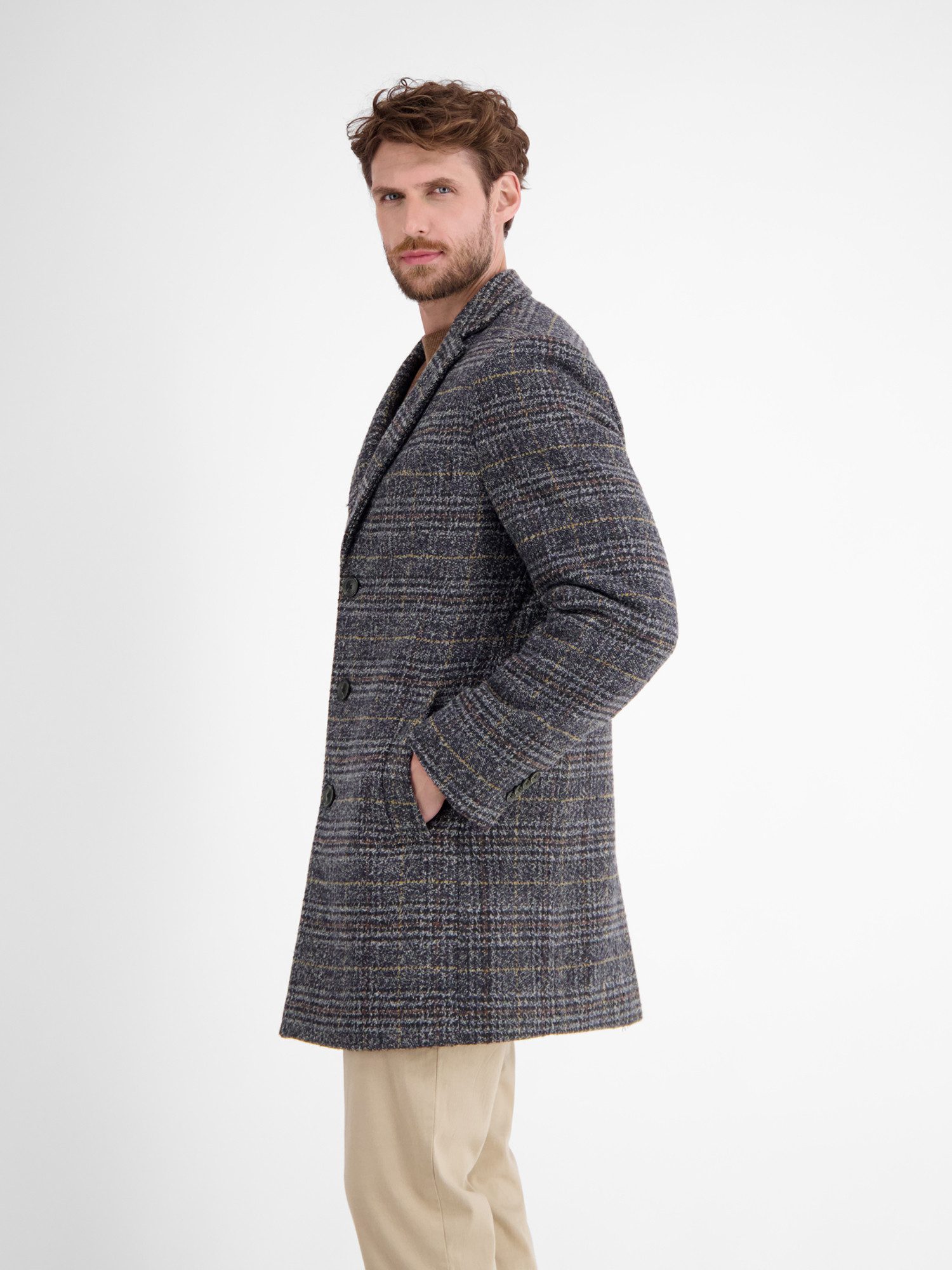 Lerros Wollen jas LERROS Heren-Mantel, geruit