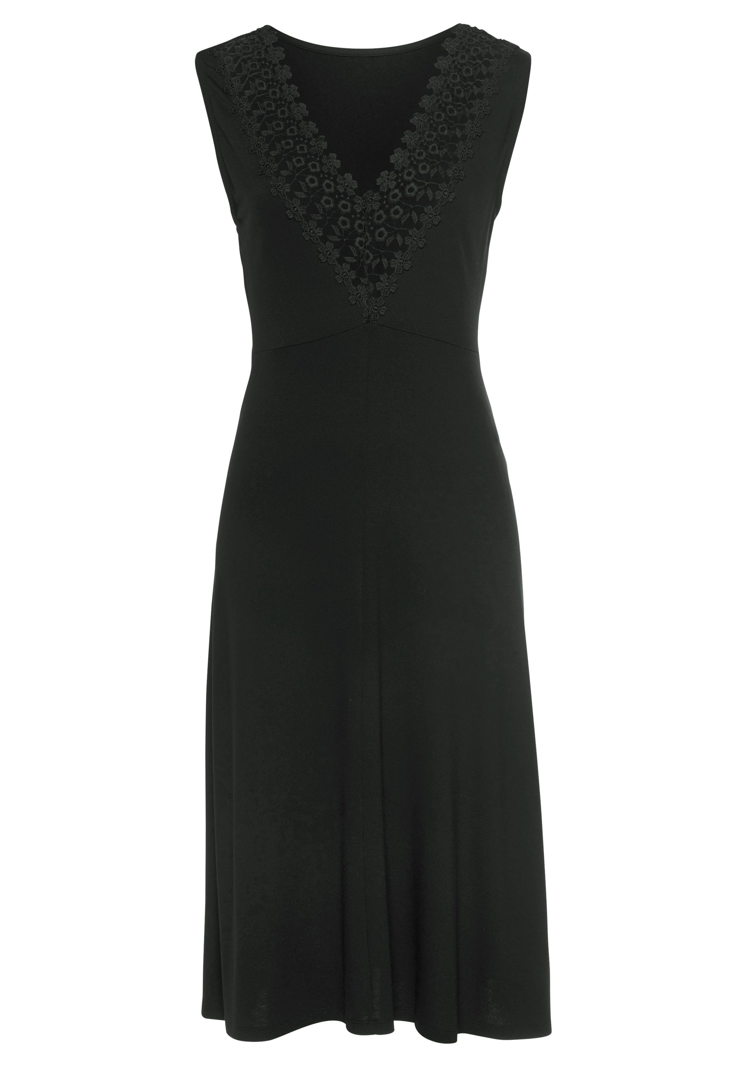 Lascana Jerseyjurk met kanten inzet aan de achterkant, mouwloos, elegant, casual