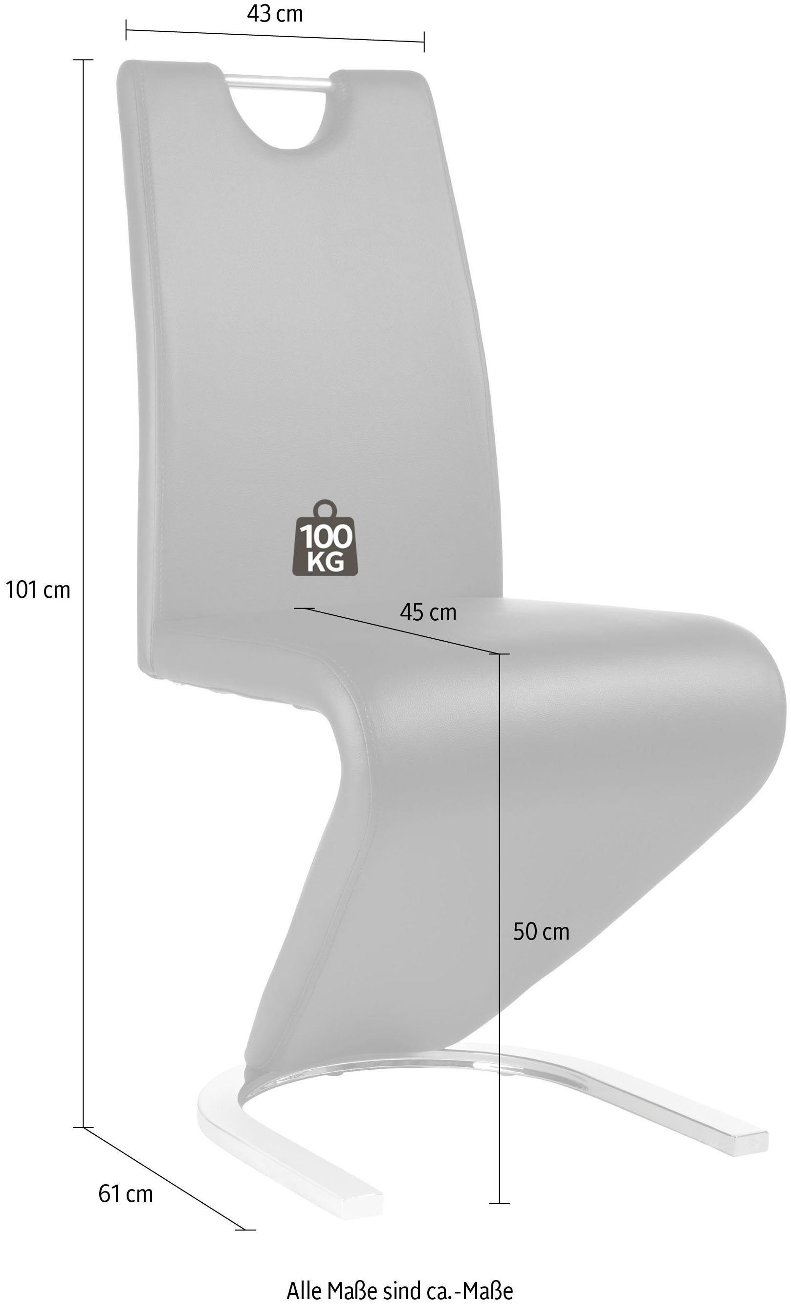 Homexperts Eetkamerstoel Zora 02 Bekleding in imitatieleer, rugleuning met handgreep voor eenvoudig terugtrekken (set, 2 stuks)