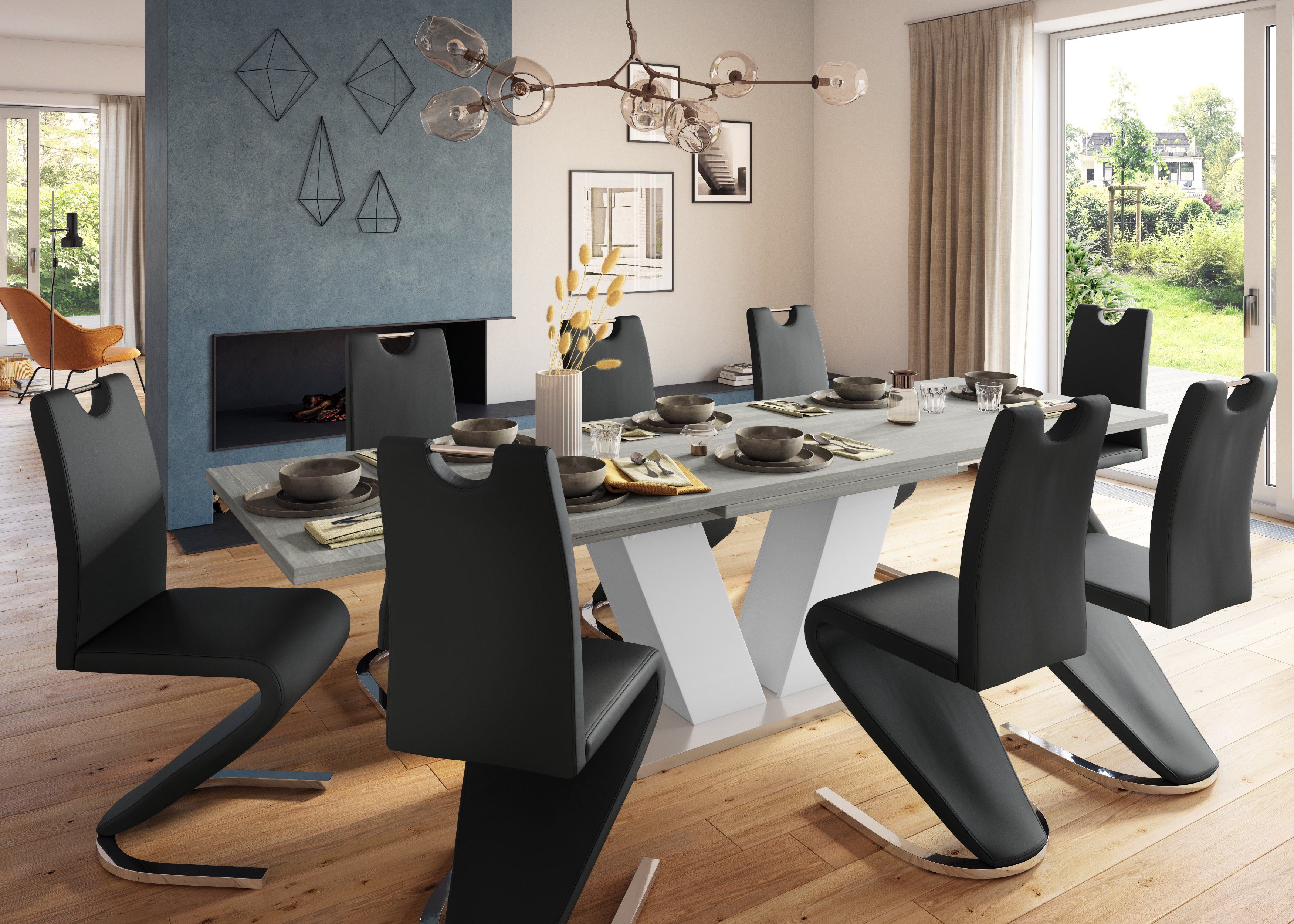 Homexperts Eetkamerstoel Zora 02 Bekleding in imitatieleer, rugleuning met handgreep voor eenvoudig terugtrekken (set, 2 stuks)