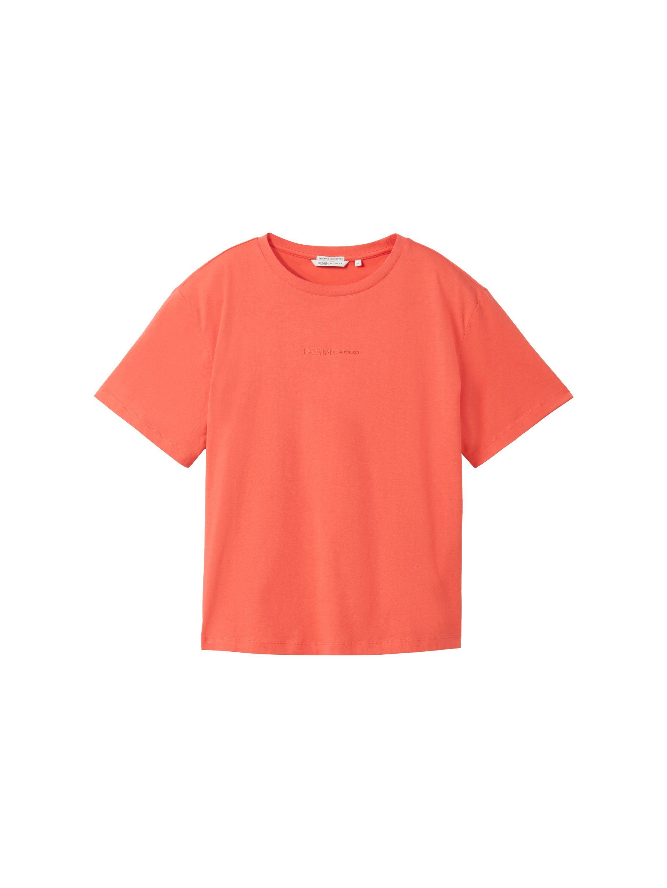 Tom Tailor Denim Shirt met korte mouwen Basic T-shirt met ronde hals en logo-embossing