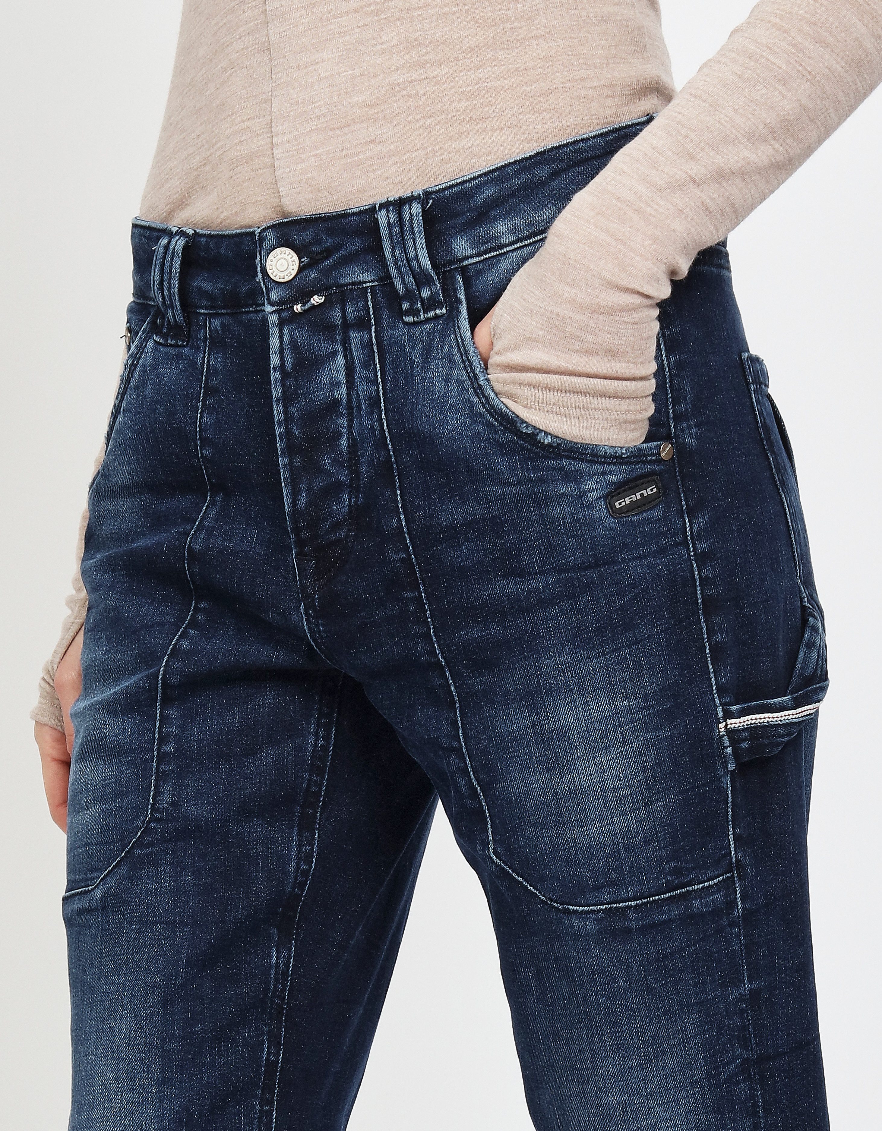 GANG Straight jeans 94THELMA WORKER met opgenaaide zakken en typische werkdetails