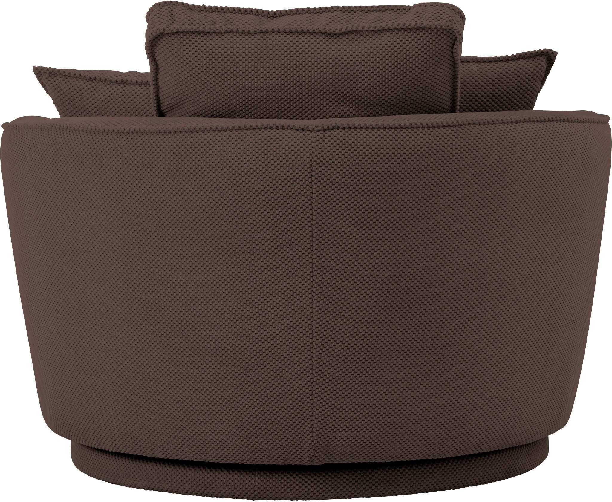 Leonique Draaibare fauteuil MAISIE, Love Seat XXL, leesfauteuil BIG- Zetel in MEGA CORD en geweven velours, 360 graden draaibaar