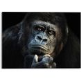 reinders! print op glas artprint op glas gorilla aap - krachtig - peinzend (1 stuk) zwart