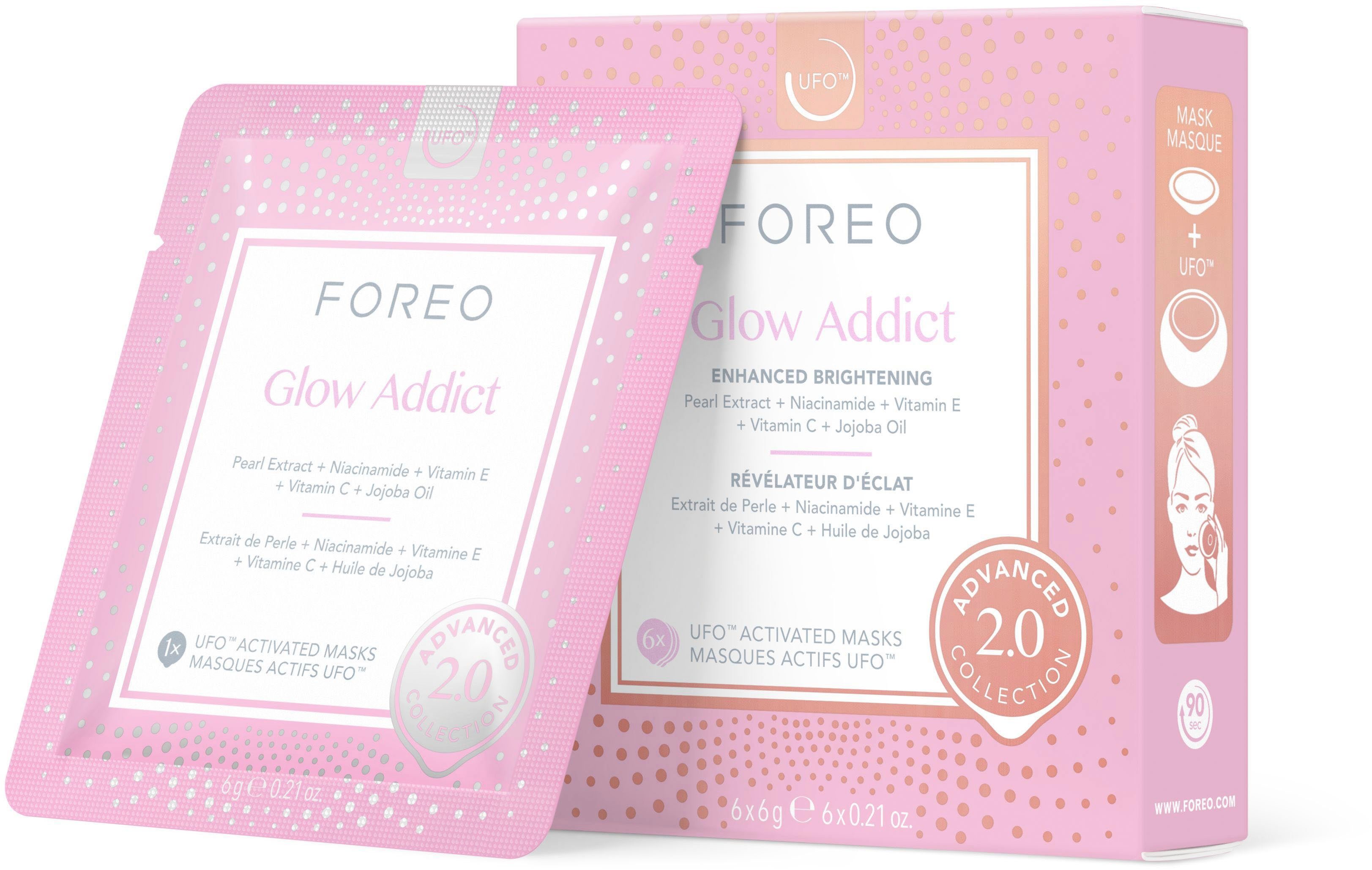 FOREO Gezichtsmasker UFO™ Mask Glow Addict 2.0 compatibel met ufo™ & ufo™ mini (set, 6-delig)