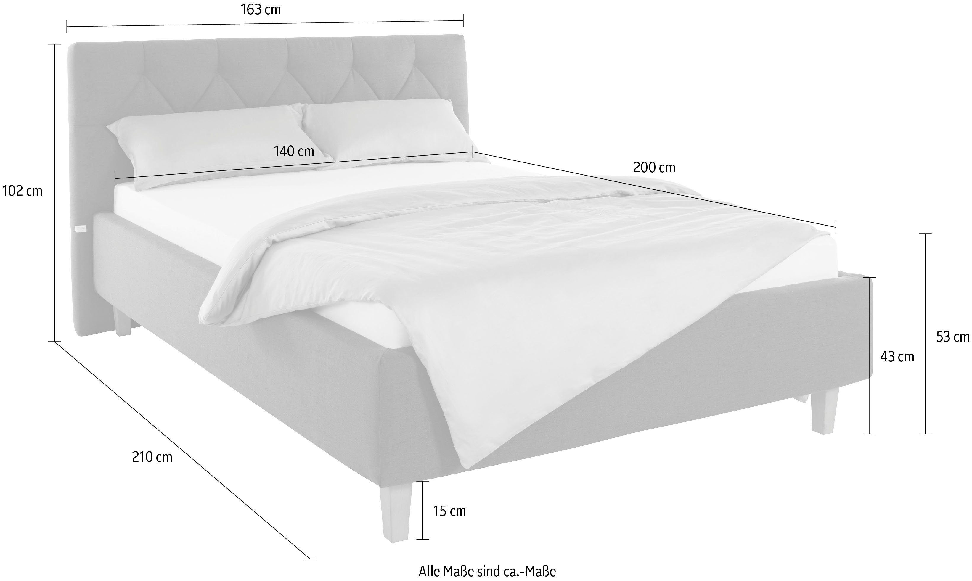 Guido Maria Kretschmer Home&Living Gestoffeerd bed Sunley 100 Kruisstiksel, hoofdbordhoogte 102 cm, zonder of met matras/lattenbodem