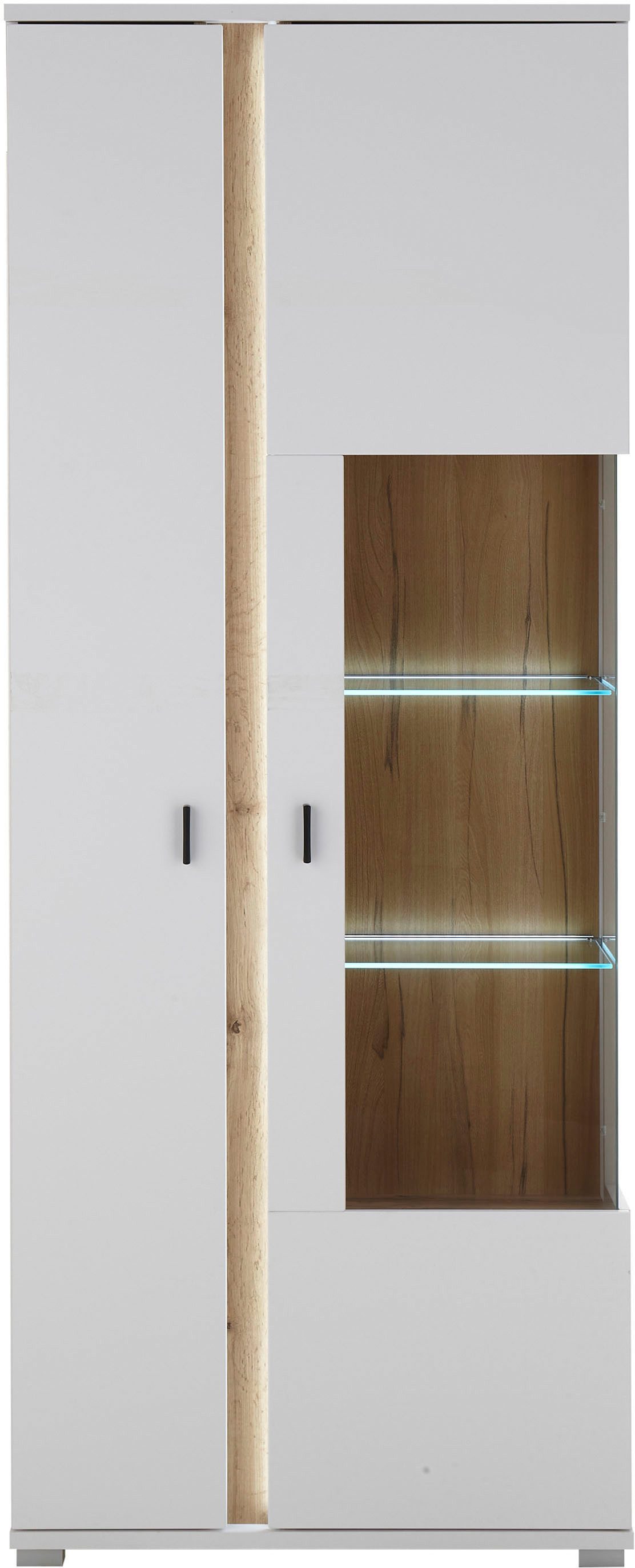 INOSIGN Vitrinekast LONG ISLAND, opberghangkast in moderne trendkleur, inclusief verticale verlichting, breedte 80 cm (1 stuk)