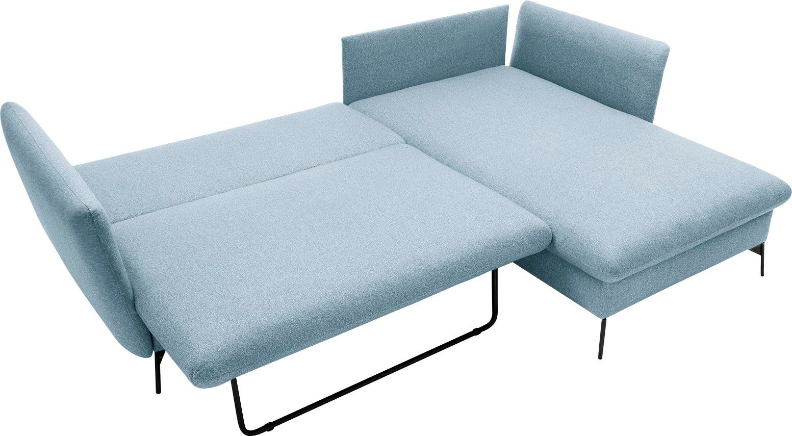 andas Hoekbank LIVORNO,258 cm, L-model, Slaapfunctie en bedlade (139/224 cm), fluweel, structuur, geweven stof
