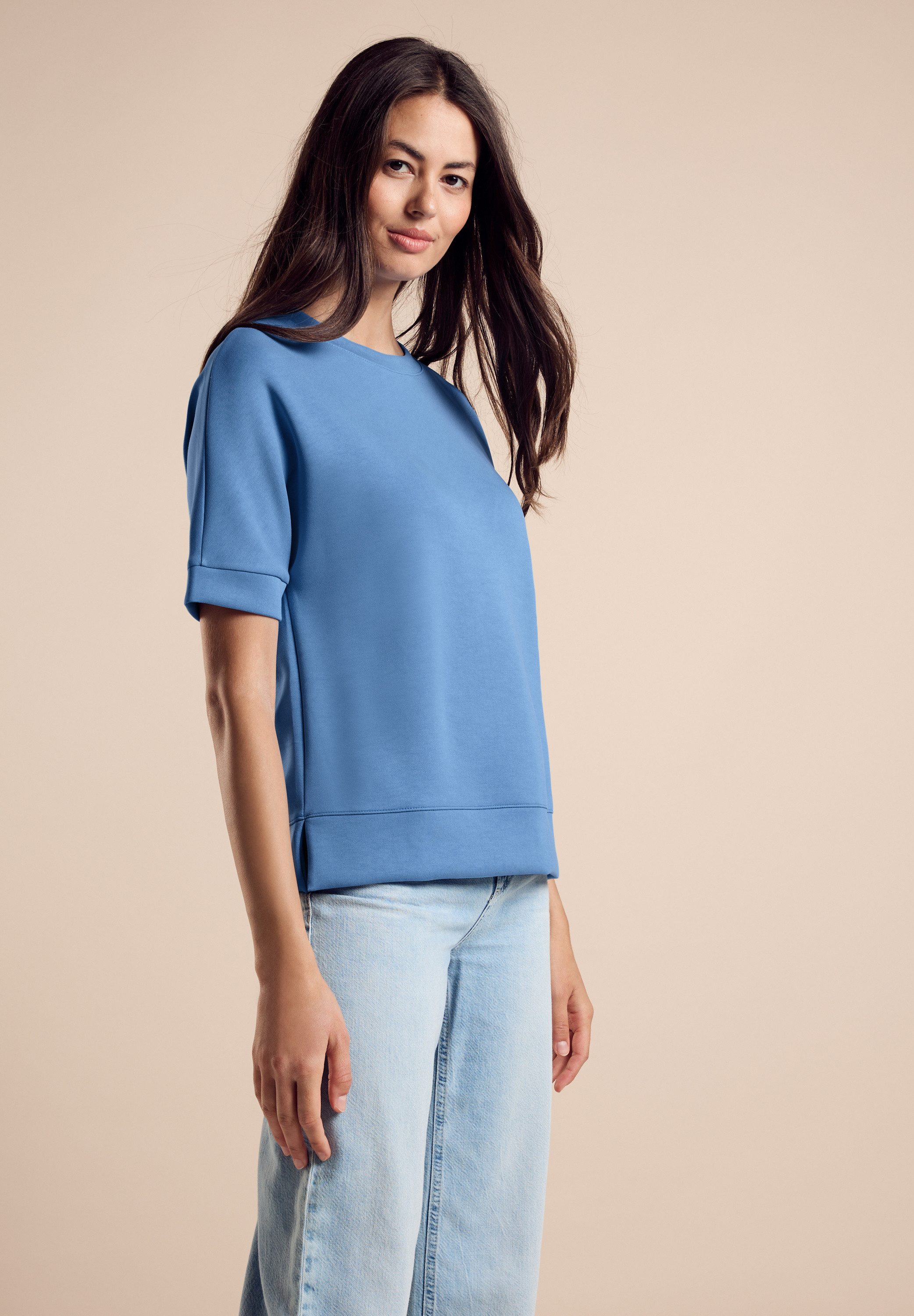 STREET ONE T-shirt LTD QR in silk-look met zijdezachte glans