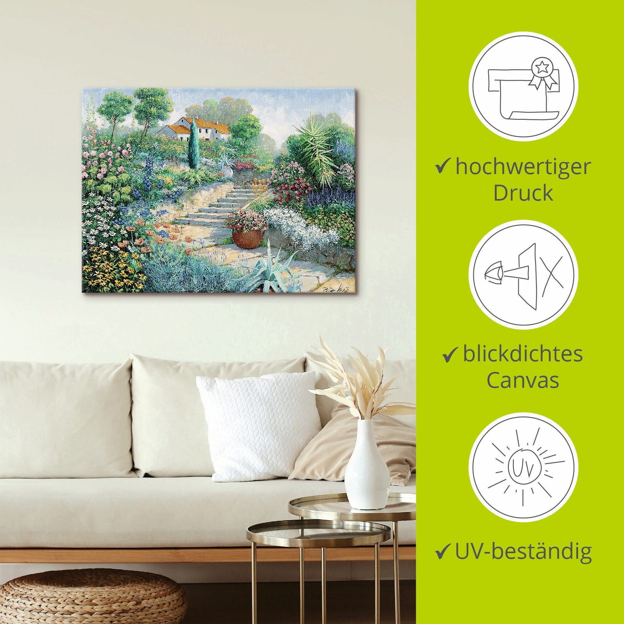 Artland Artprint op linnen Overal bloemen gespannen op een spieraam