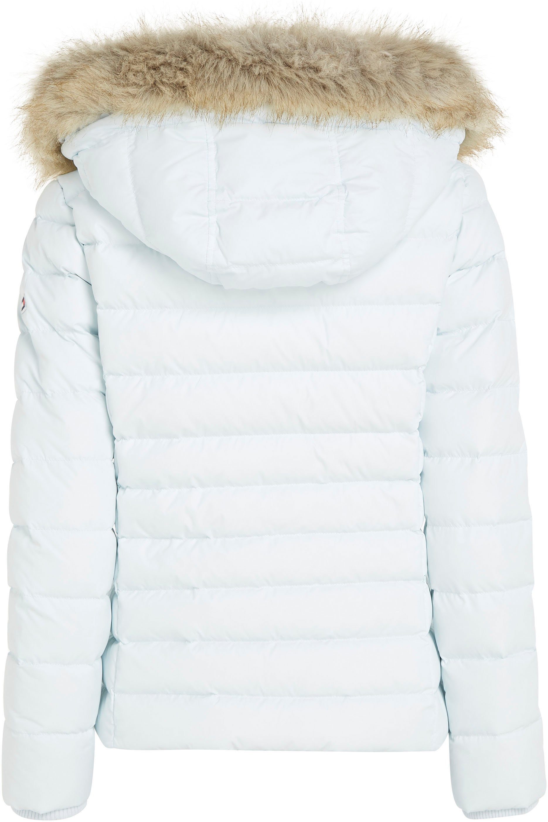 TOMMY JEANS Donsjack BASIC HOODED DOWN JACKET met imitatiebont aan de capuchon & tommy jeans-merklabel