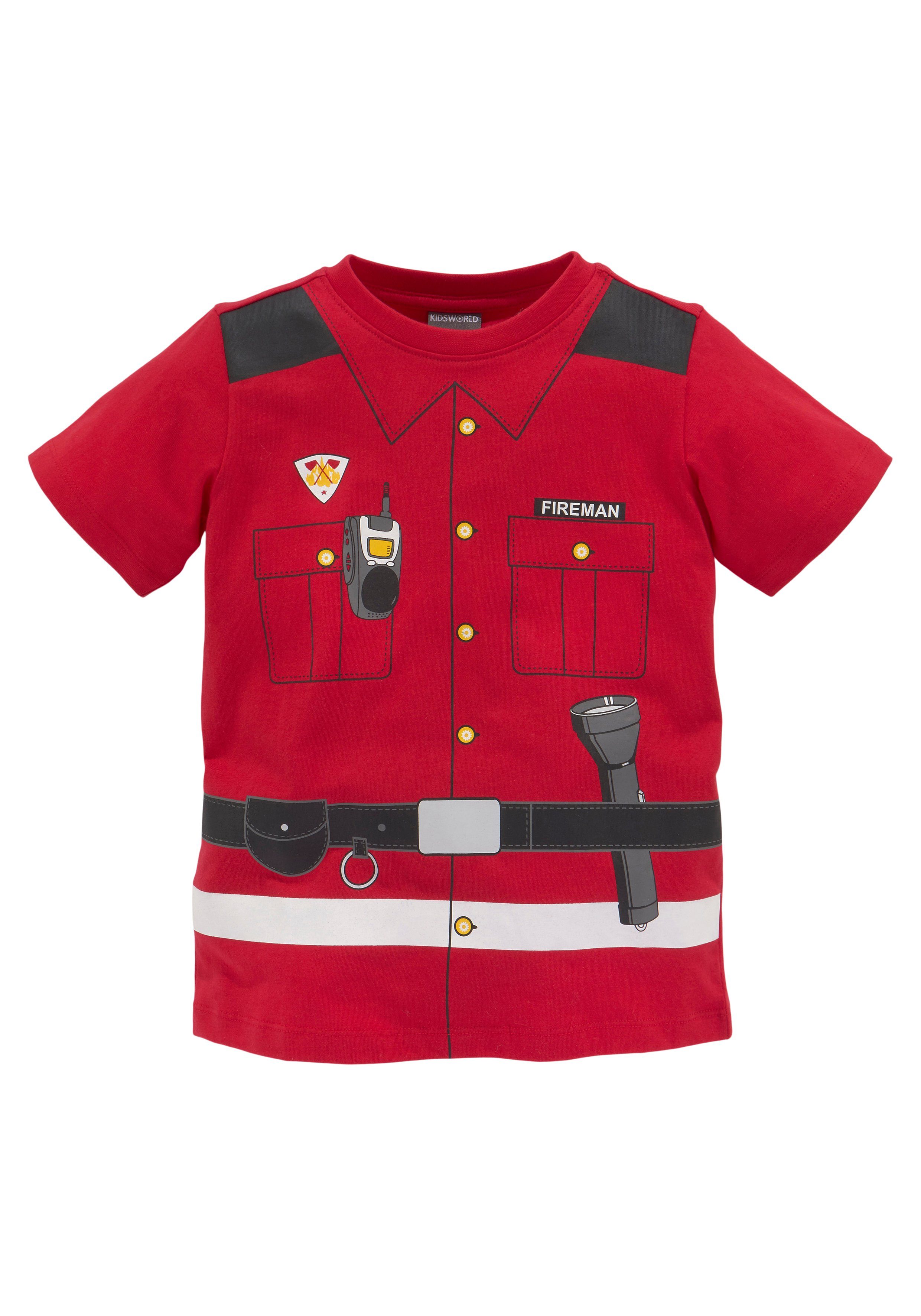 KIDSWORLD T-shirt Brandweer Korte mouwen, basic pasvorm, bedrukt, ronde hals