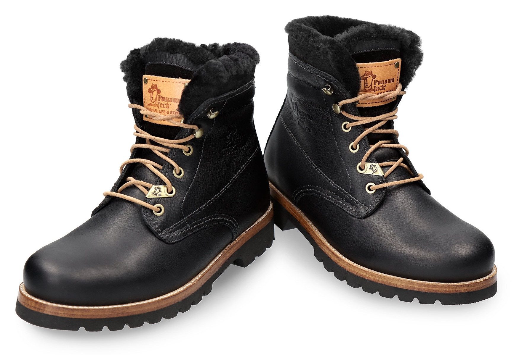 Panama Jack Winterlaarzen Aviator Igloo , blokhak, winterlaarsjes, veterboots met logo-patch