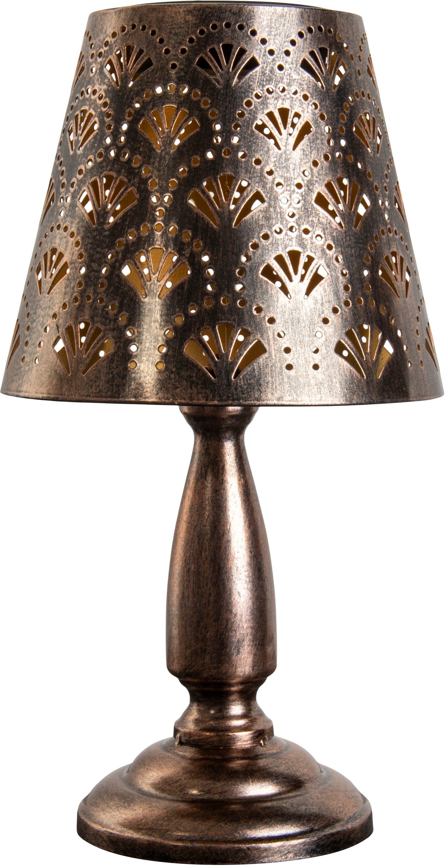 näve Ledsolarlamp Elsa Tafellamp antiek-messing met ajourmotief, toelopend scherm (1 stuk)