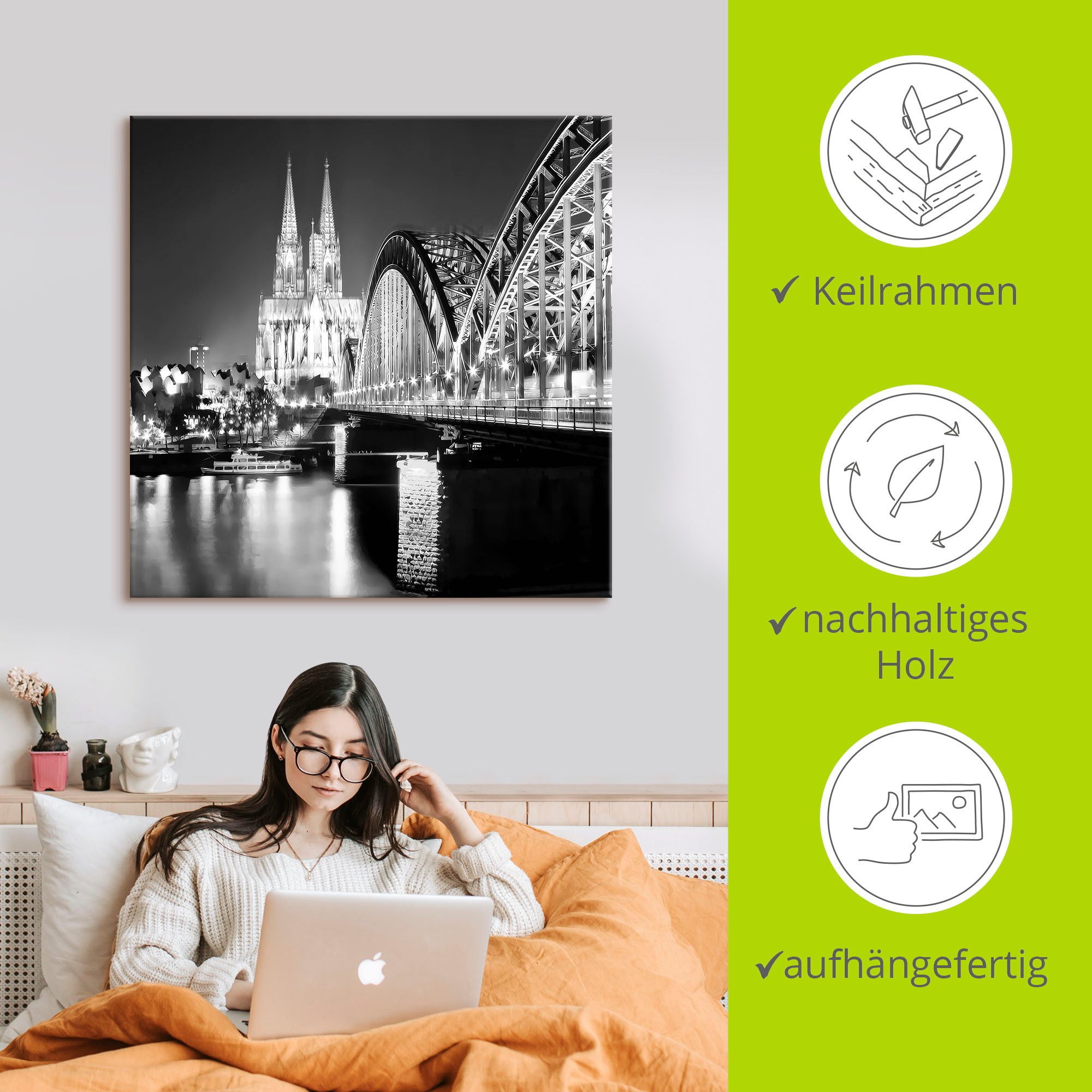 Artland Artprint Keulen Skyline abstracte collage 19 als artprint op linnen, poster in verschillende formaten maten