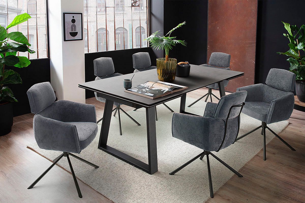 MCA furniture Eettafel NARBONNE onderstel tafel 200-300 cm Keramiek, metaal, eindschuif, uittrekbaar, tafelblad 13 mm, 10-12 personen