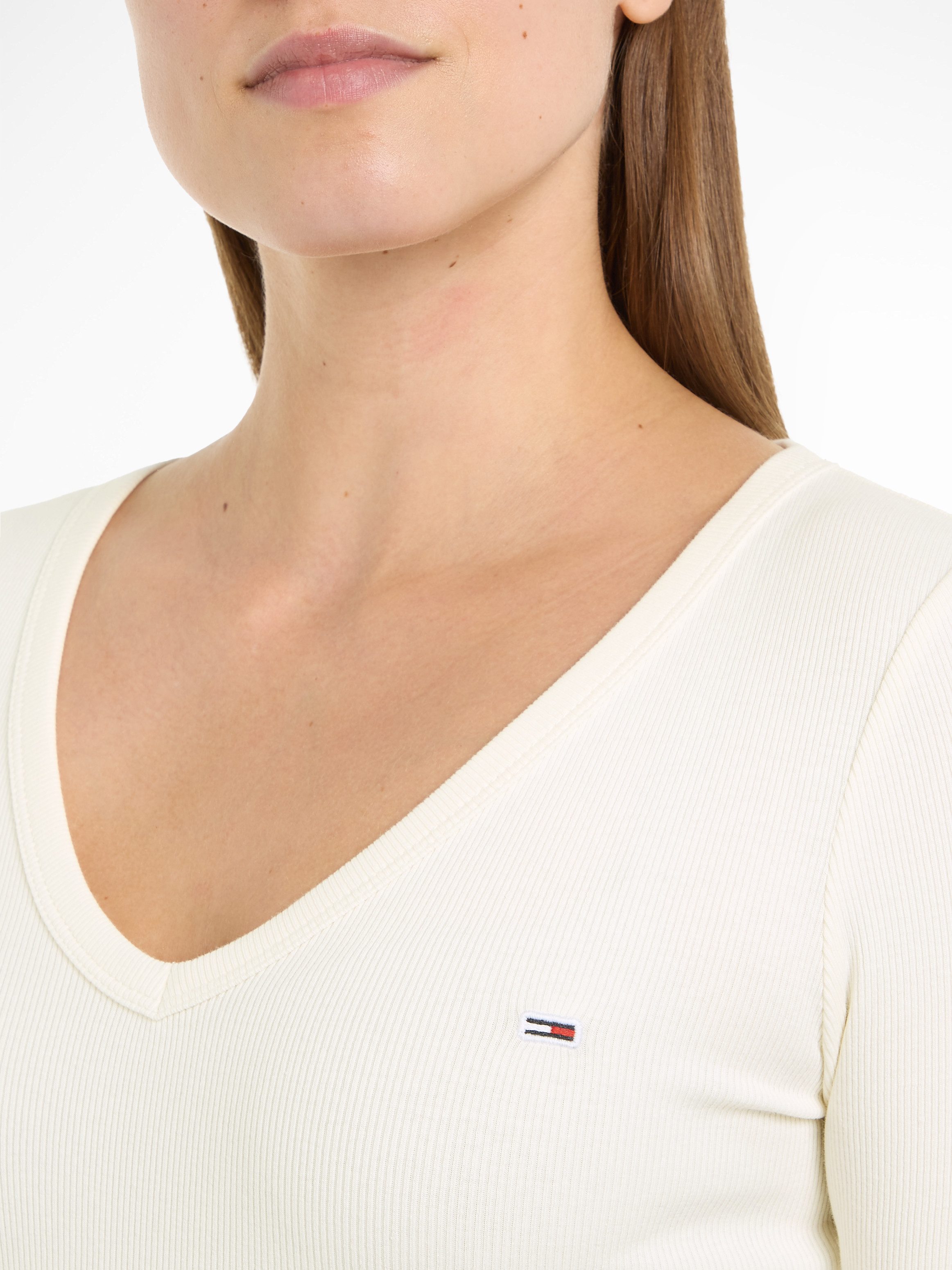 TOMMY JEANS Shirt met lange mouwen TJW SLIM ESSENTIAL RIB V LS