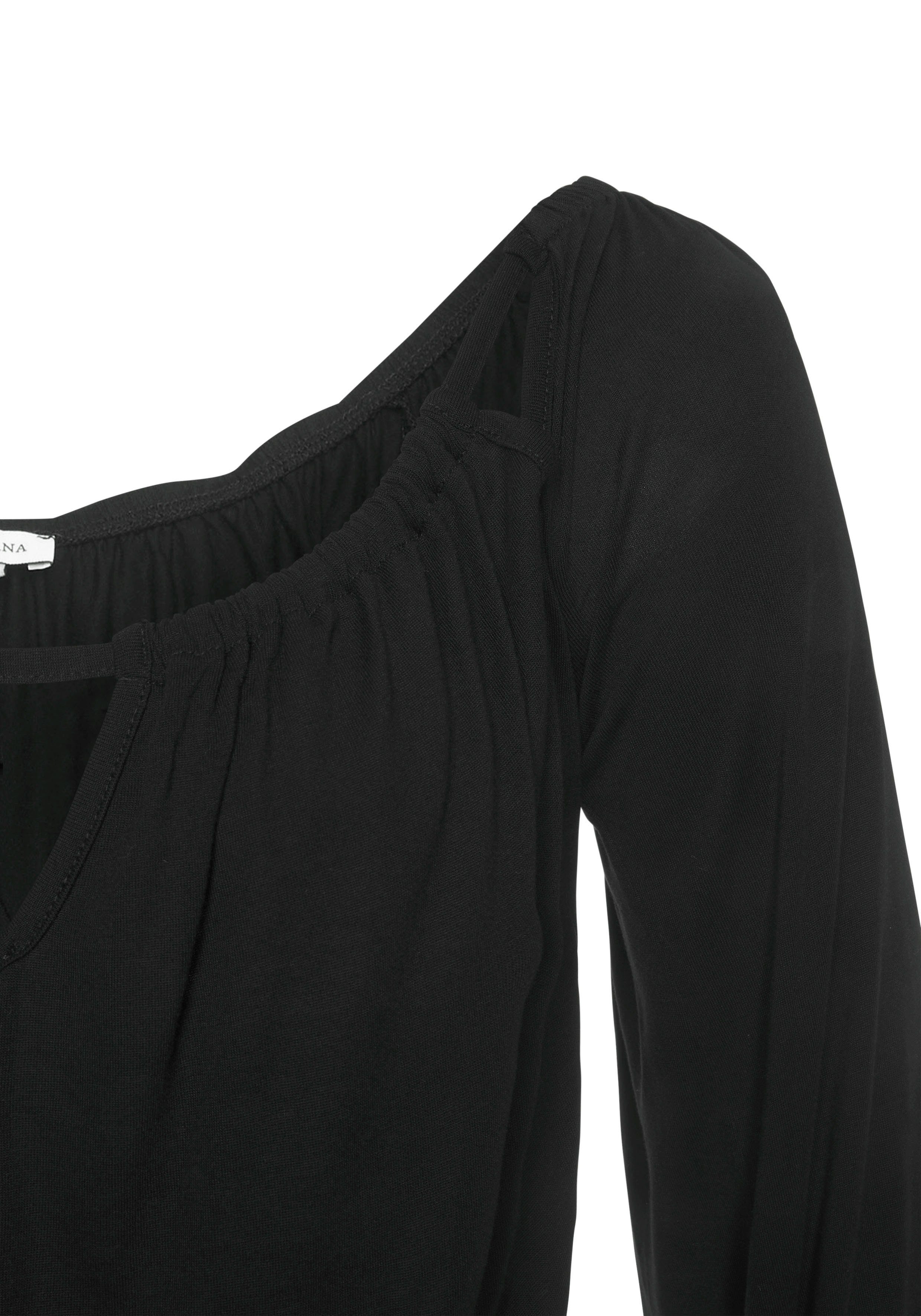 Lascana Maxi-jurk met cut-outs bij de halslijn, schoudervrij zomerjurk, strandjurk