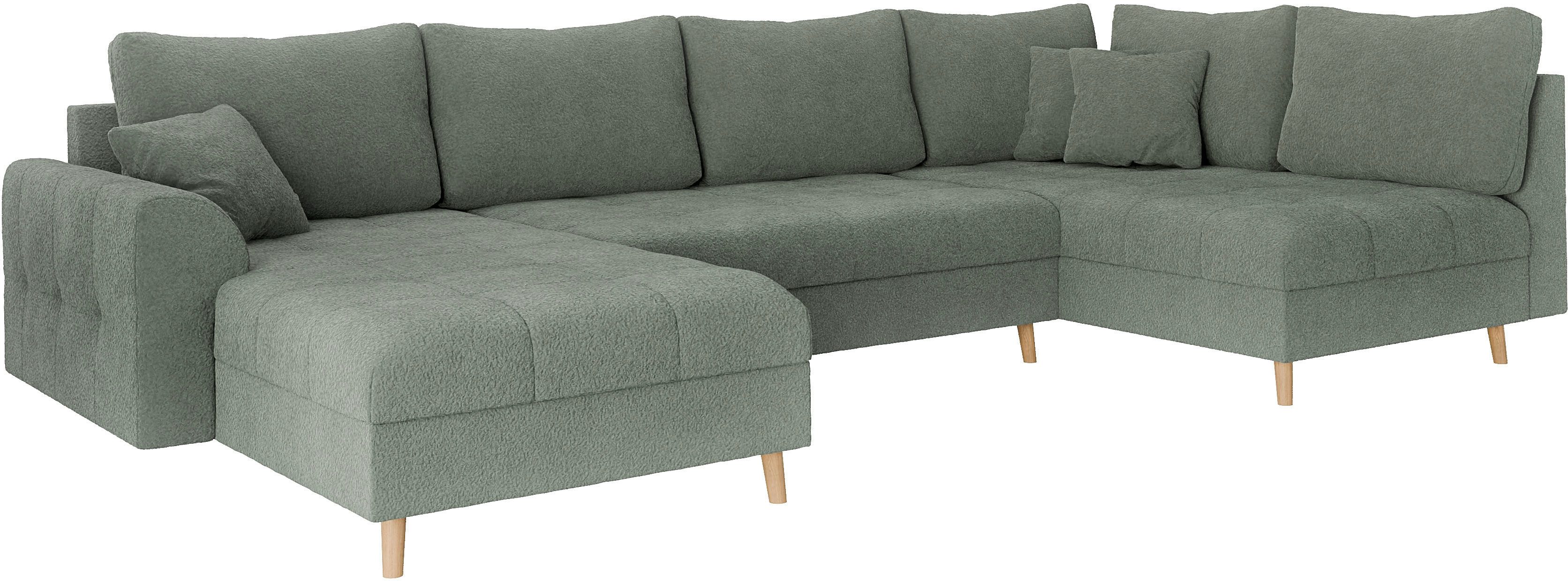 Home affaire Zithoek CHARRE U-vorm met ottomane, afmetingen B/D/H: 310/161/81 cm fijne stiksels, losse rug- en sierkussens, ook in cord en bouclé