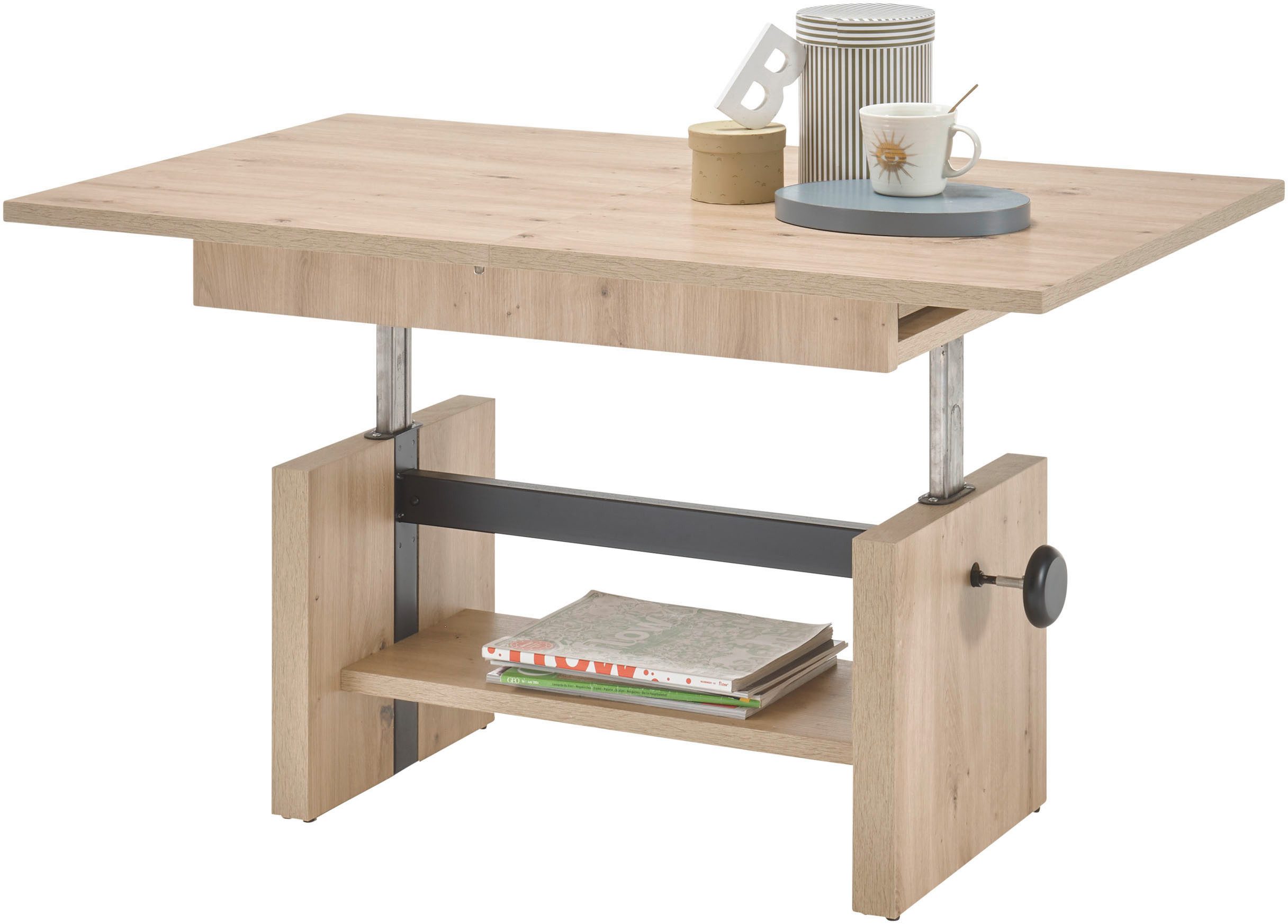 Stolkom Salontafel Event hoogte verstelbaar, uitschuifbaar, BxHxD 110-150x48-63x65 cm Hoogte verstelbaar met liftmechaniek en uittrekbaar in 3 kleurvarianten