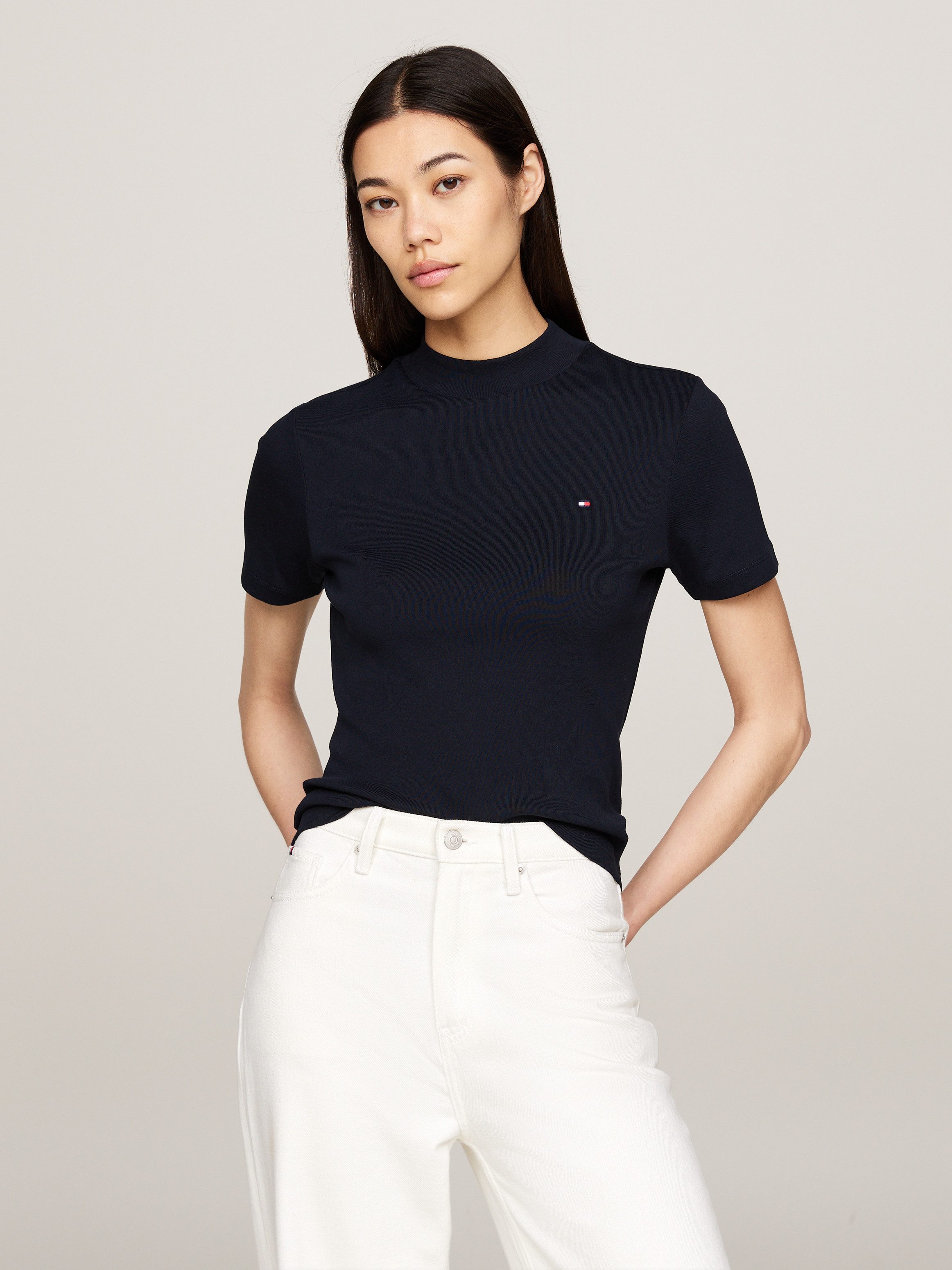 Tommy Hilfiger Shirt met staande kraag NEW CODY SLIM CROP MOCK-NK