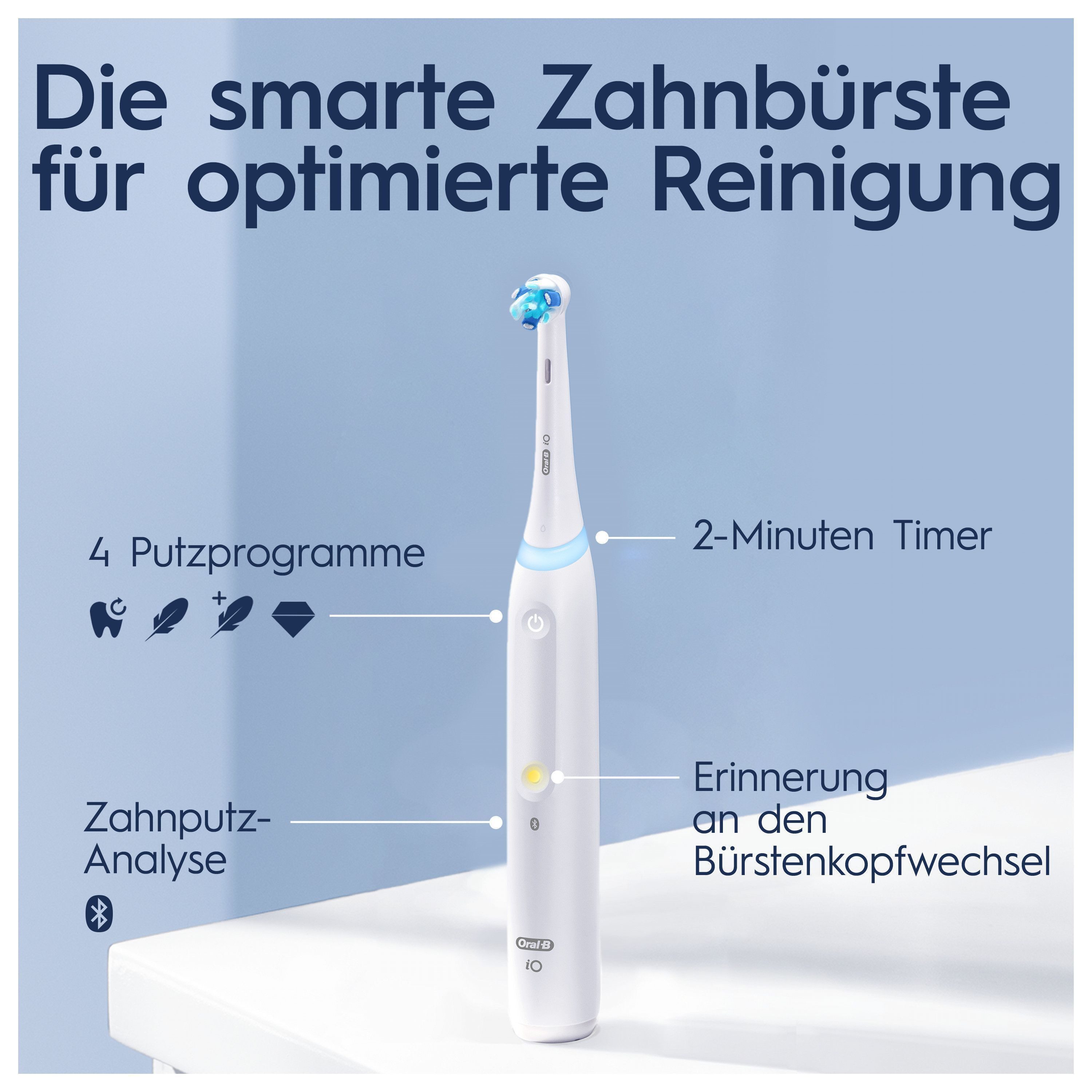 Oral B Elektrische tandenborstel IO 4 met magnet technologie, 4 reinigingsstanden, reisetui