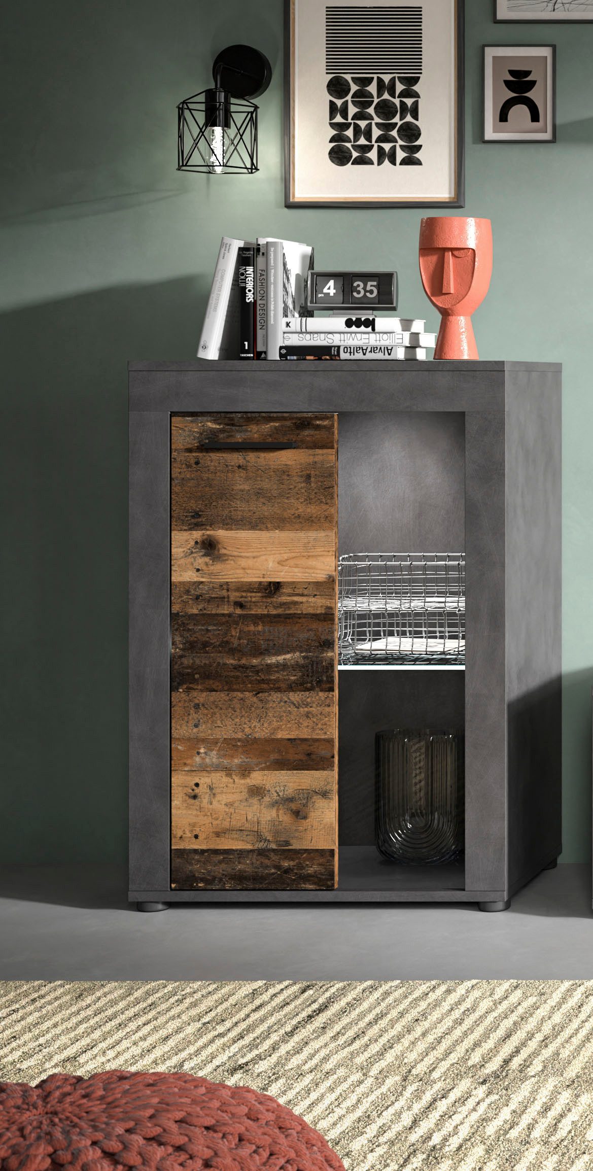 INOSIGN Vitrinekast Aosta, breedte 60 cm, staand of hangend, in verschillende kleuren Deurafdichting verwisselbaar, 1 glazen inlegvloer, hangvitrine, staande vitrine