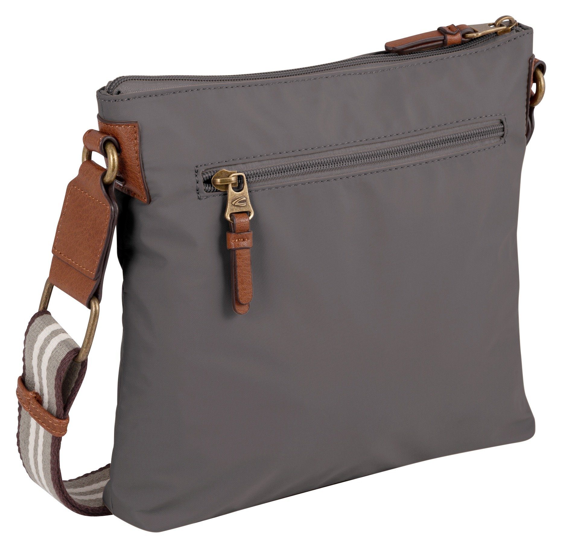 camel active Schoudertas Bari van hoogwaardig mat nylon met gestreept geweven band