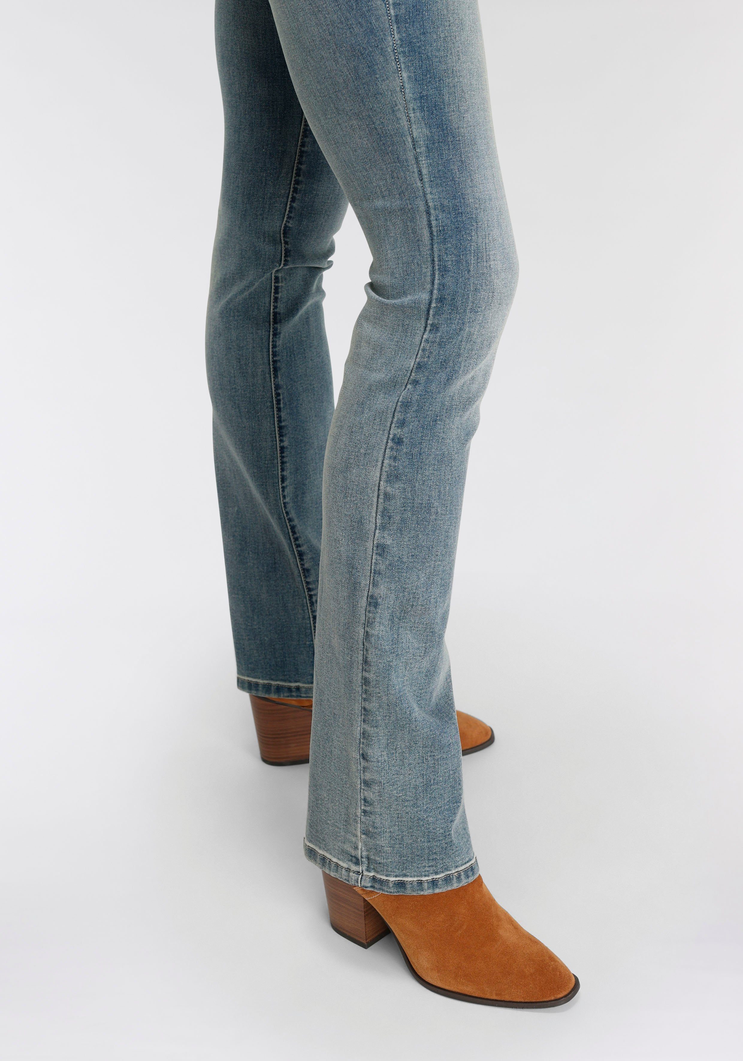 Arizona Bootcut jeans Ultra Stretch normale pasvorm, baby-bootcut, used-look-wassing
