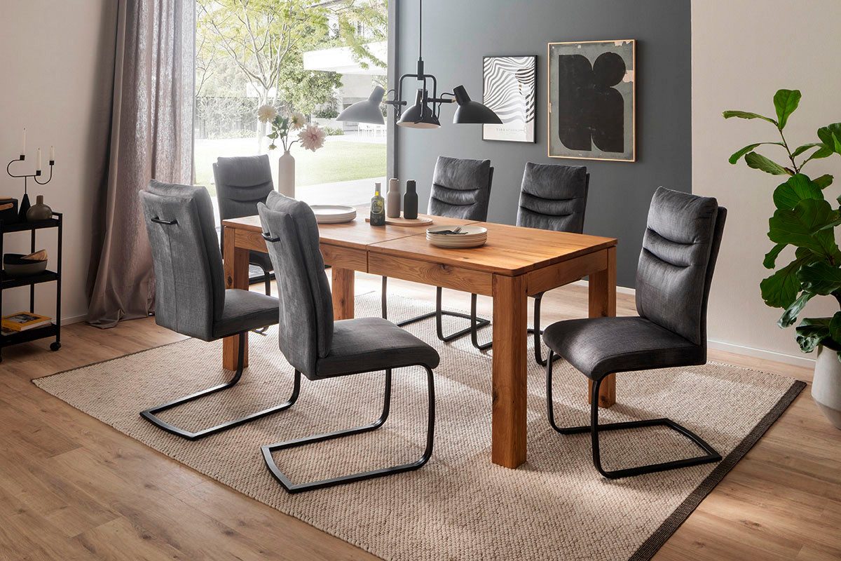 MCA furniture Eettafel ETNA 4-poot tafel Massief hout, doorlopende lamel, blokvoet 10x10 cm, tafelblad 2,5 cm