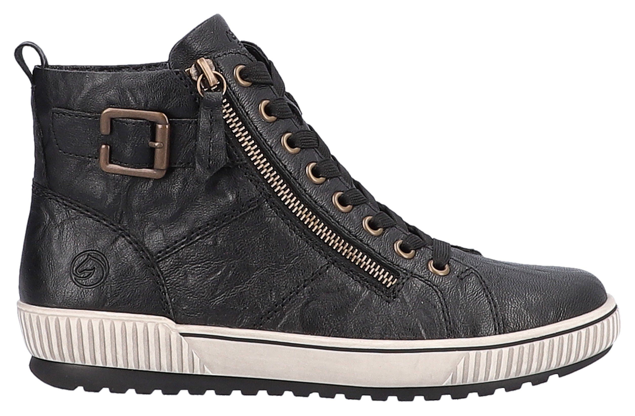 Remonte Plateausneakers , vrijetijdsschoen, high-top sneaker, veterschoen met trendy siergesp