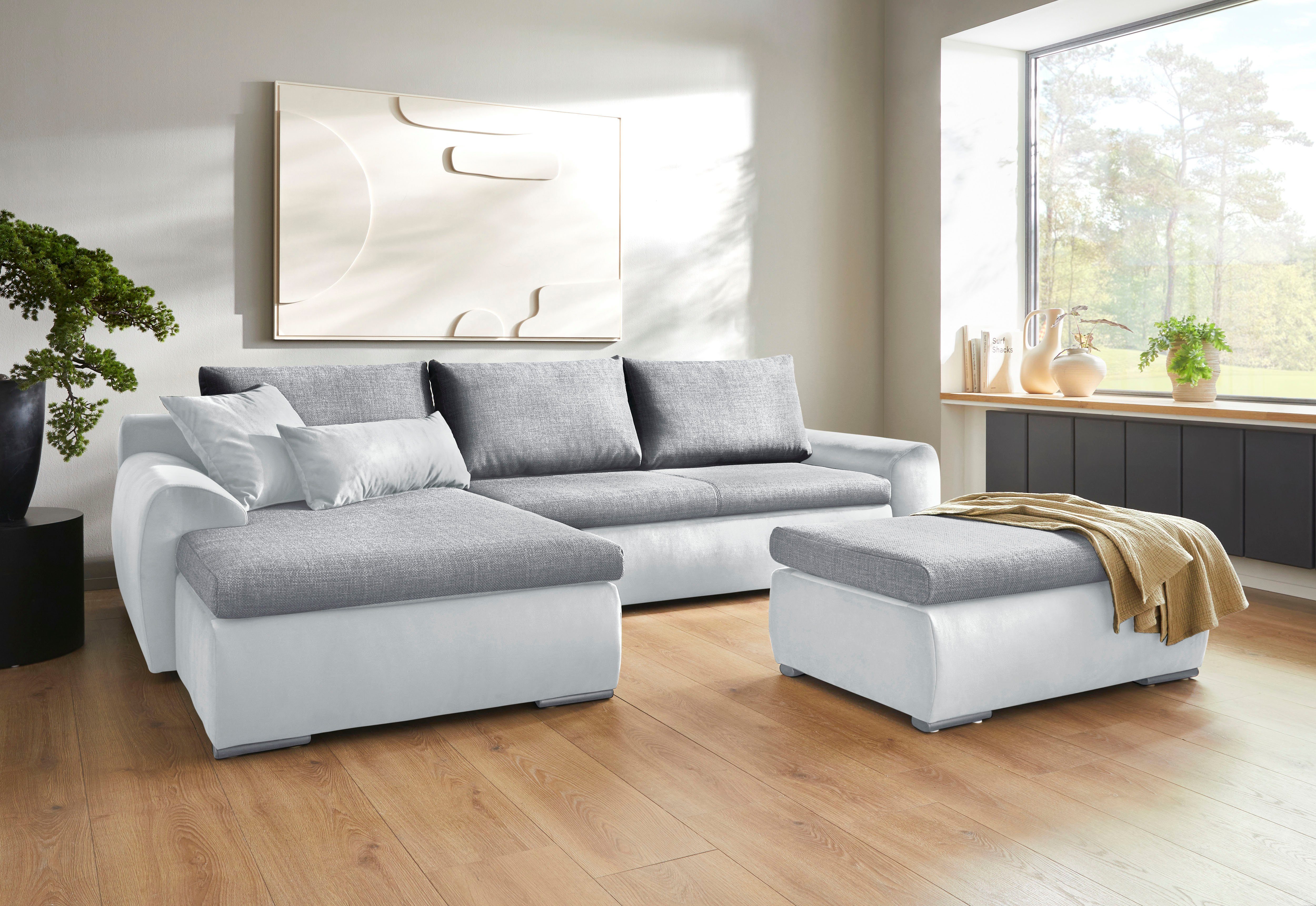 Home affaire Hoekbank Win, L-vorm, breedte 285cm optioneel met slaapfunctie en bedkast, taupe, corduroy