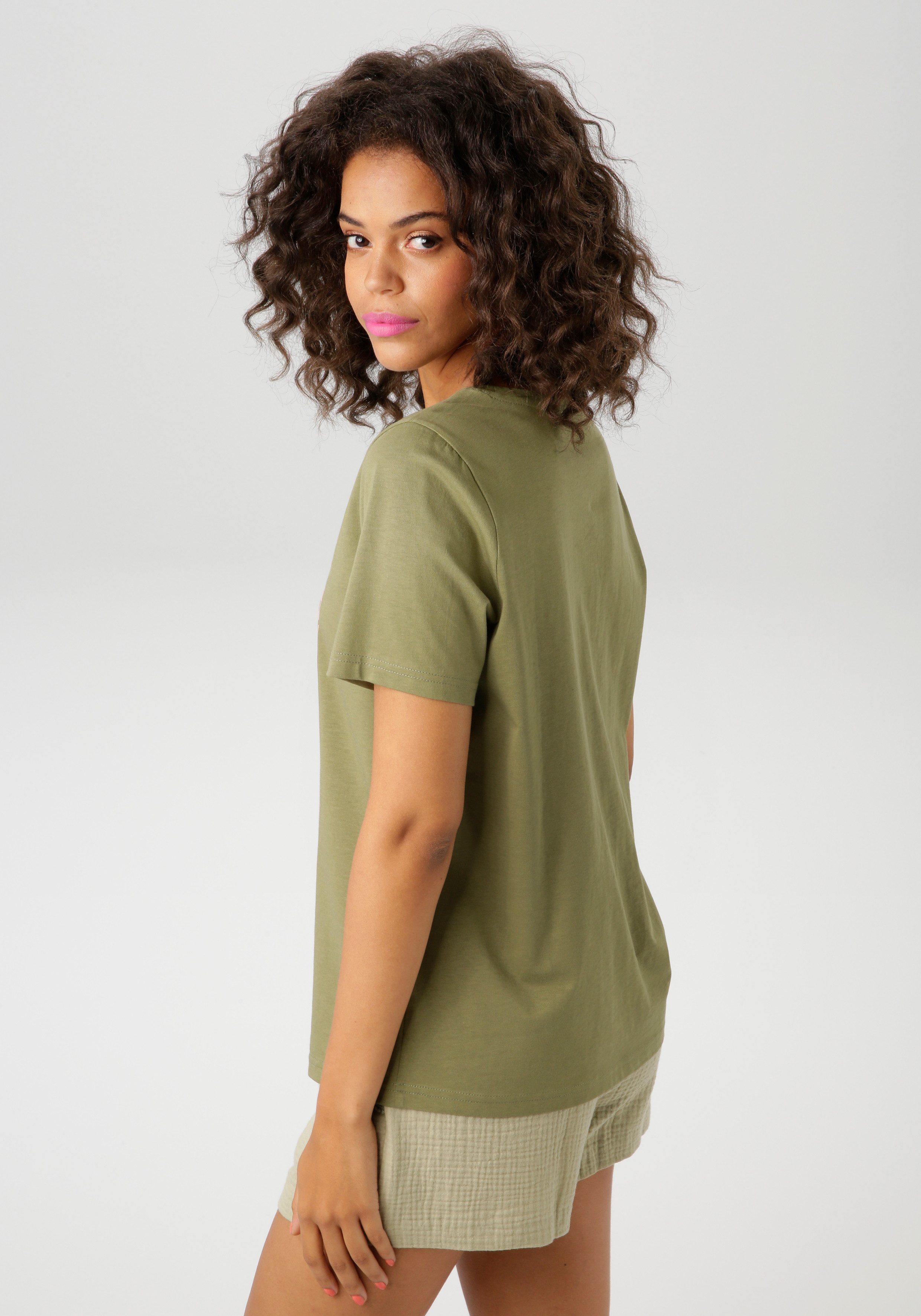 Aniston CASUAL T-shirt met kleurharmonieuze frontprint van foliedruk