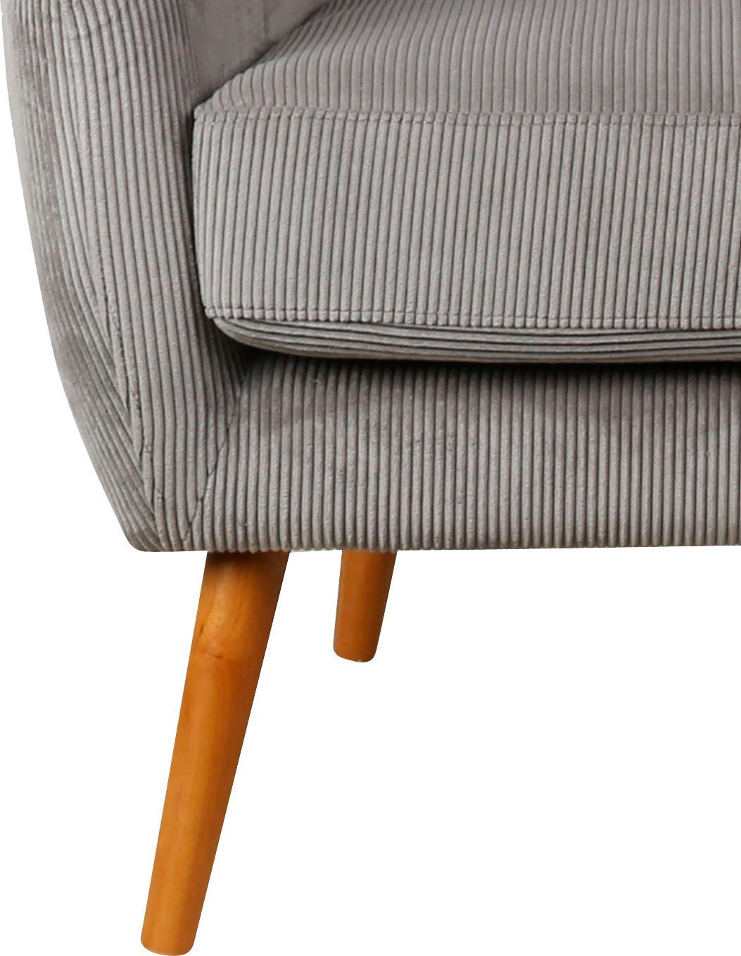 Home affaire Oorfauteuil Yamuna met beklede zitting, frame en poten van massief hout, zithoogte 47 cm