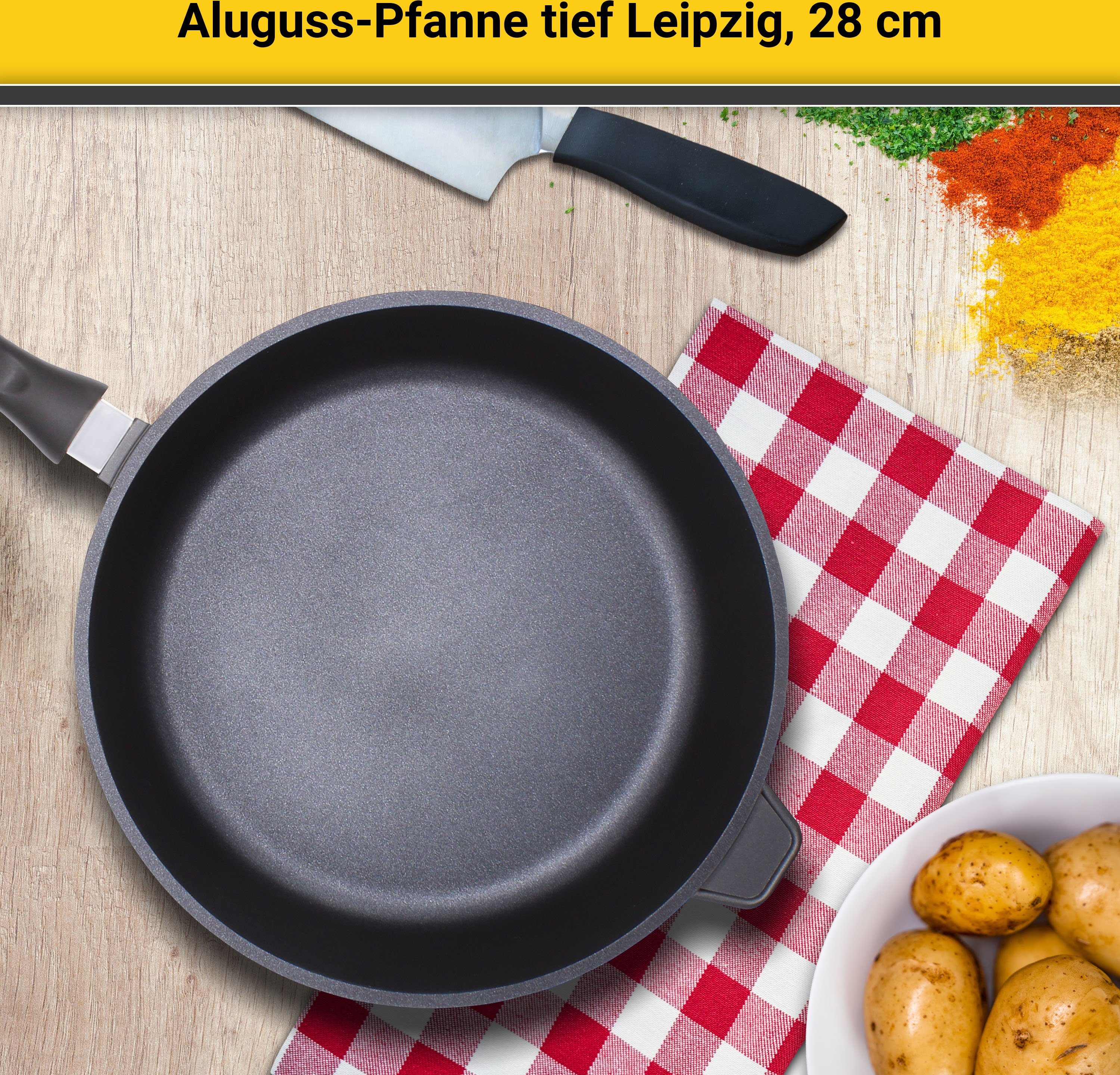 Krüger Koekenpan Alugietpan diep LEIPZIG hoogwaardige anti-aanbaklaag, diepe uitvoering (1-delig)