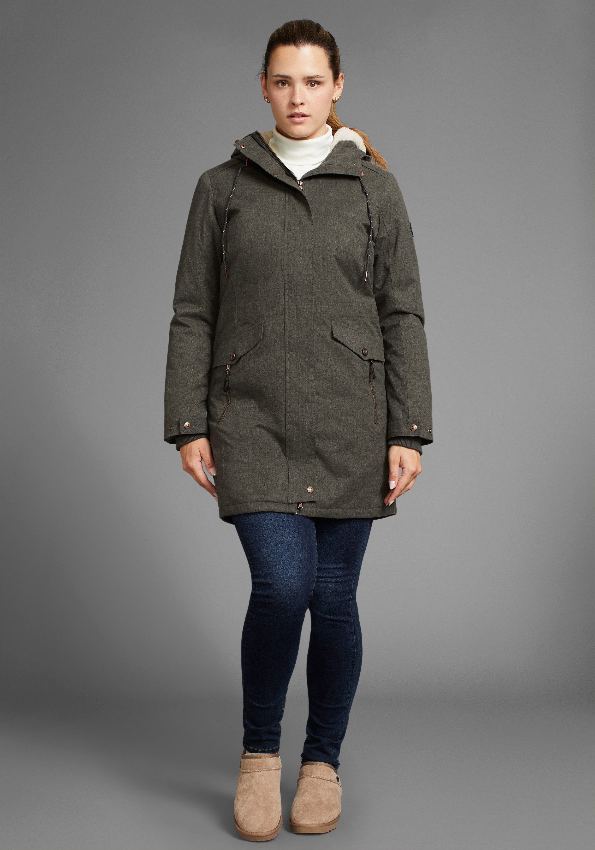 Polarino Outdoorjack ademend materiaal waterdicht winddicht met capuchon